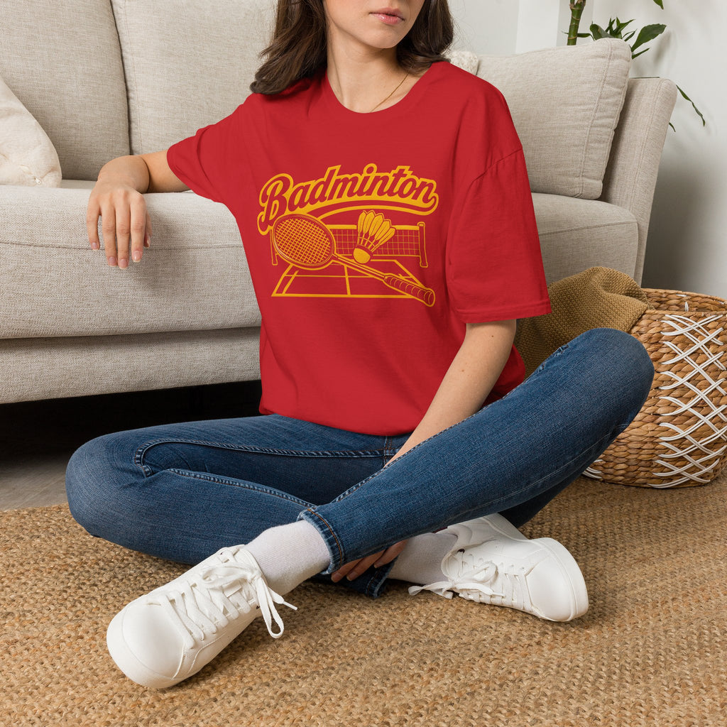 Badminton Retro Graphic T-Shirt — Vintage Racket & Shuttle Tee