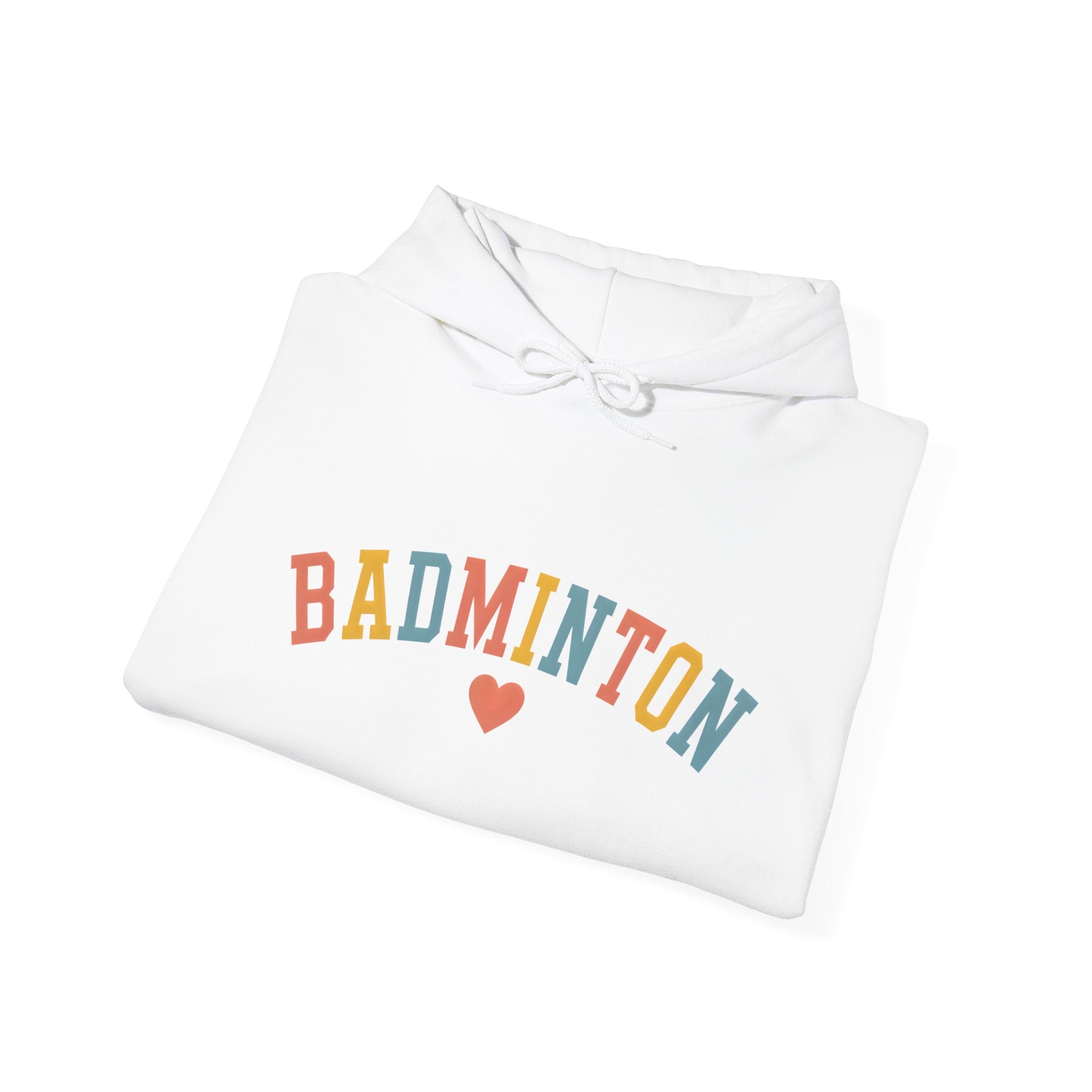 Badminton Heart Hoodie — Retro Color Block Badminton Pullover