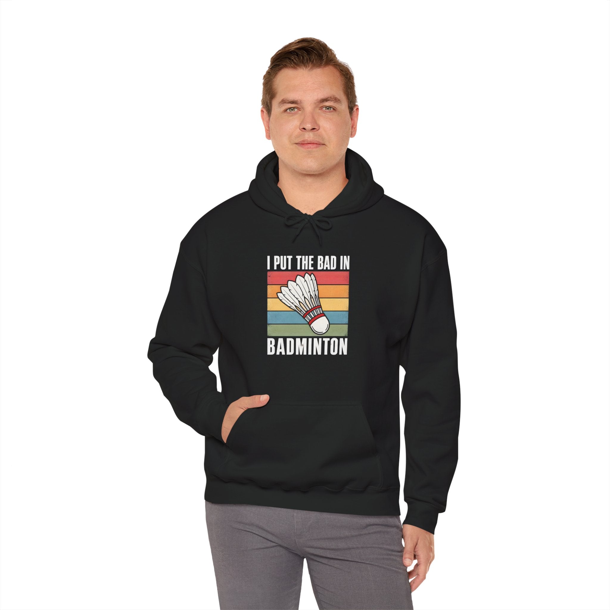 Badminton Hoodie – I Put the Bad in Badminton Retro Shuttlecock Sweatshirt