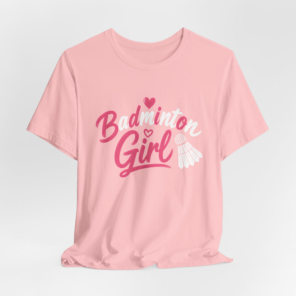 Badminton Girl T‑Shirt – Cute Pink Shuttlecock Tee for Players & Fans