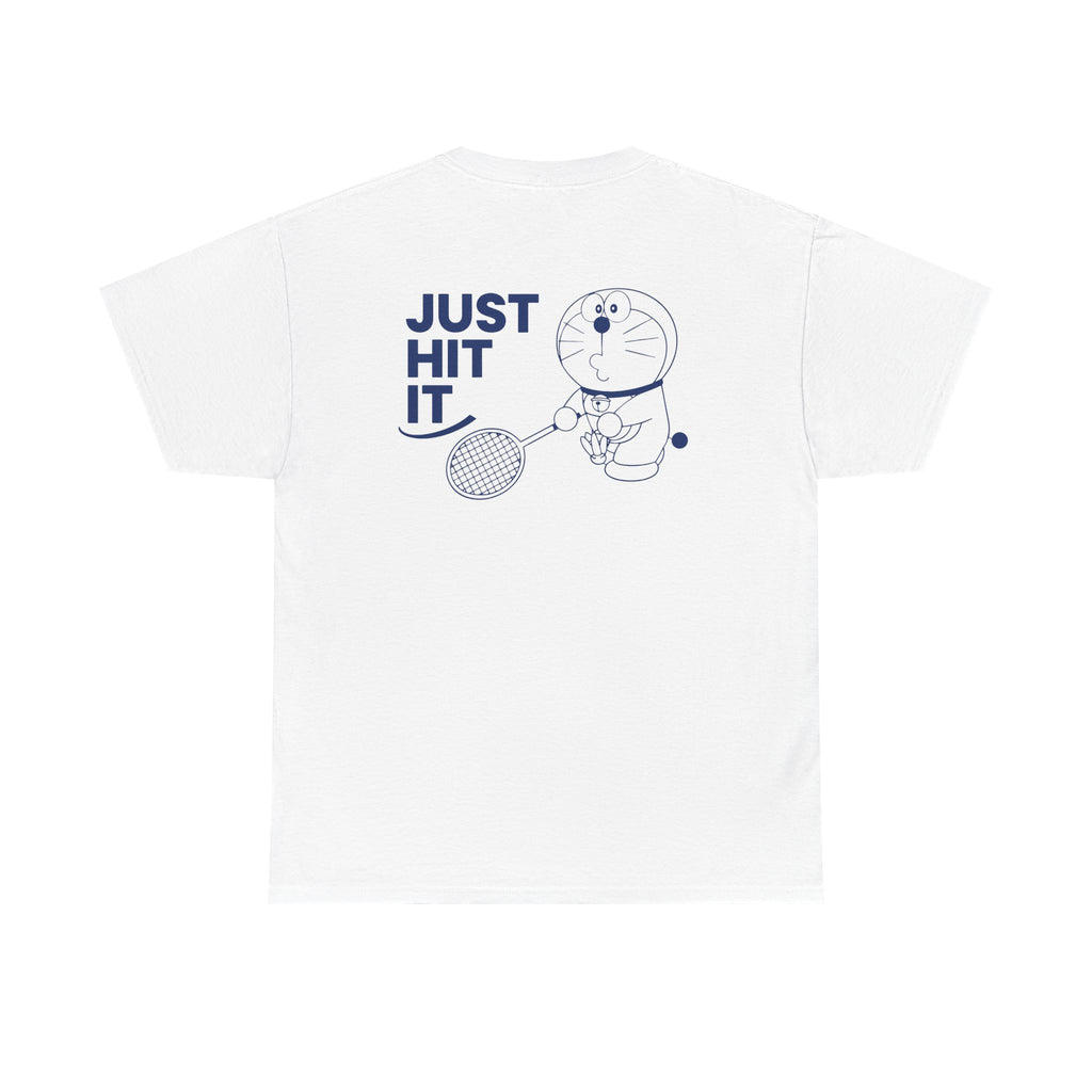Yonex Doraemon Badminton T‑Shirt — "Just Hit It" Graphic Tee