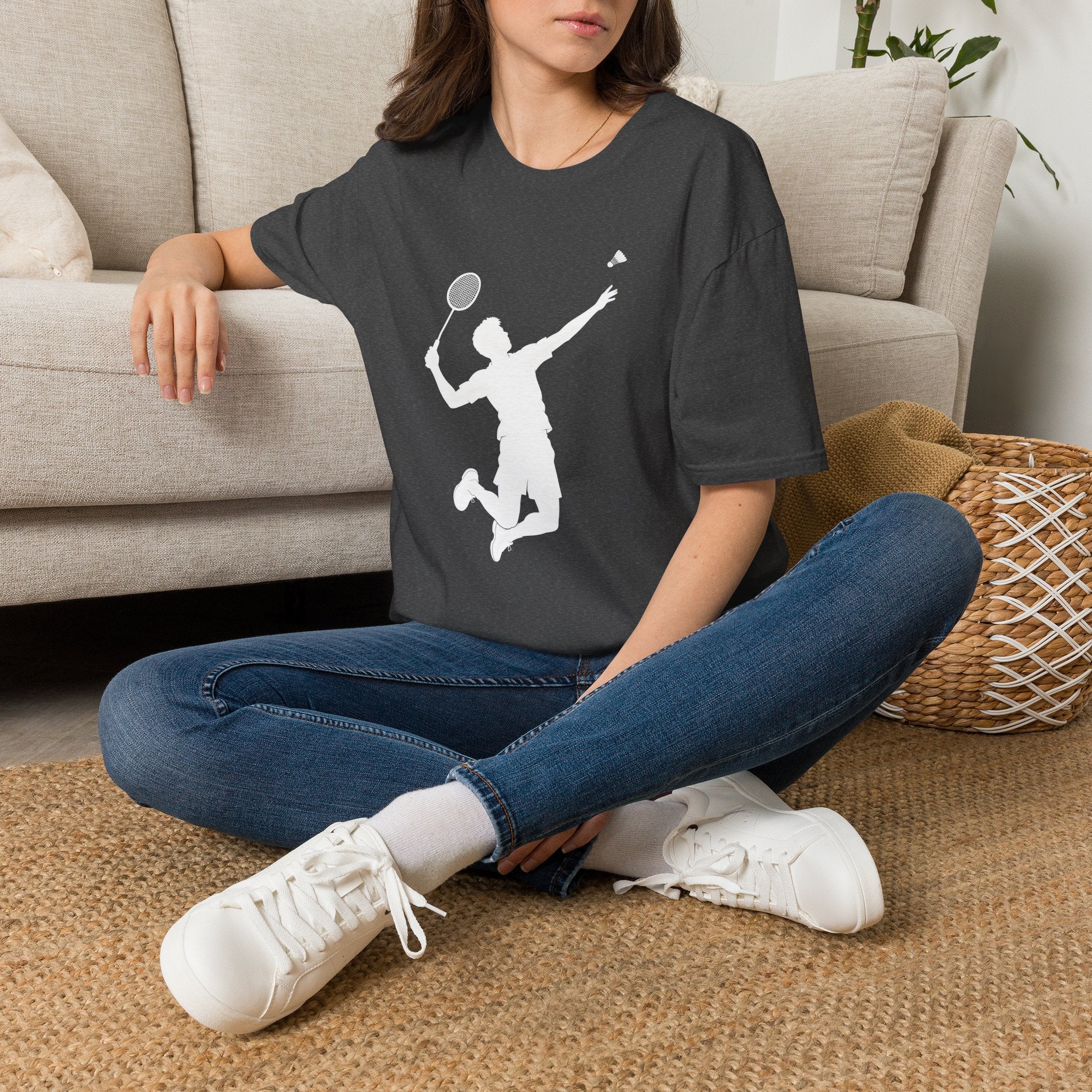 Badminton Player Silhouette T-Shirt – Shuttlecock Smash Tee for Players & Fans