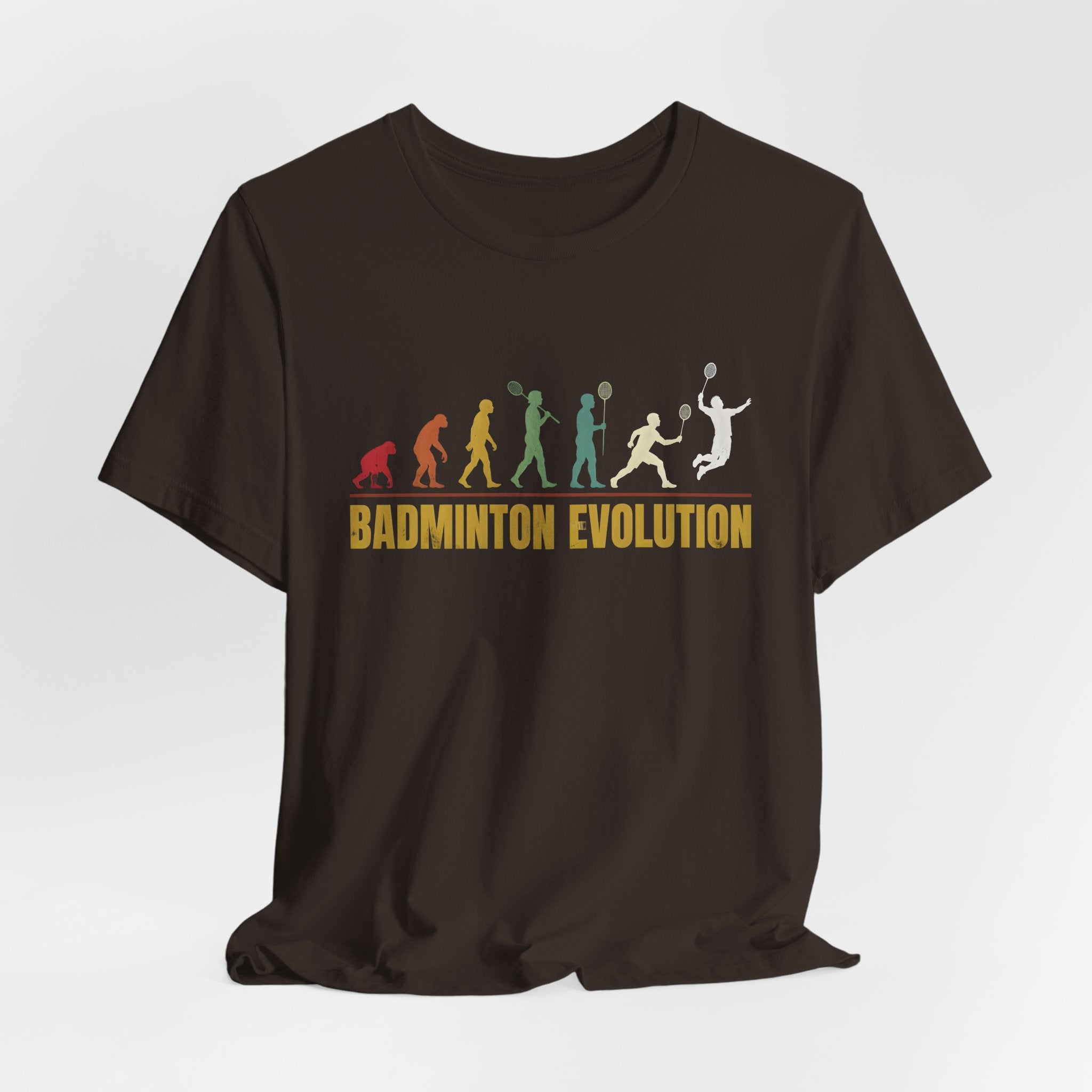 Badminton Evolution T‑Shirt — Retro Silhouette Badminton Player Tee