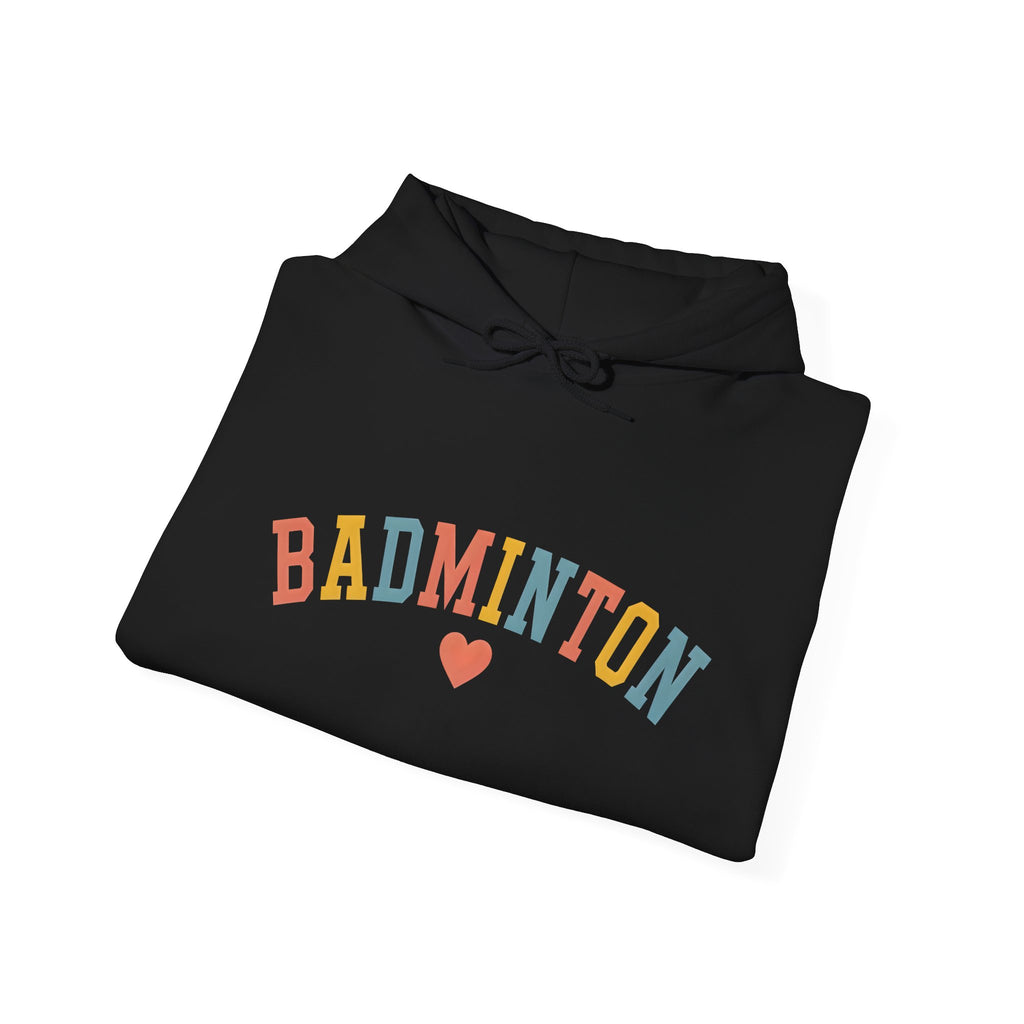 Badminton Heart Hoodie - Colorful Retro Sports Pullover