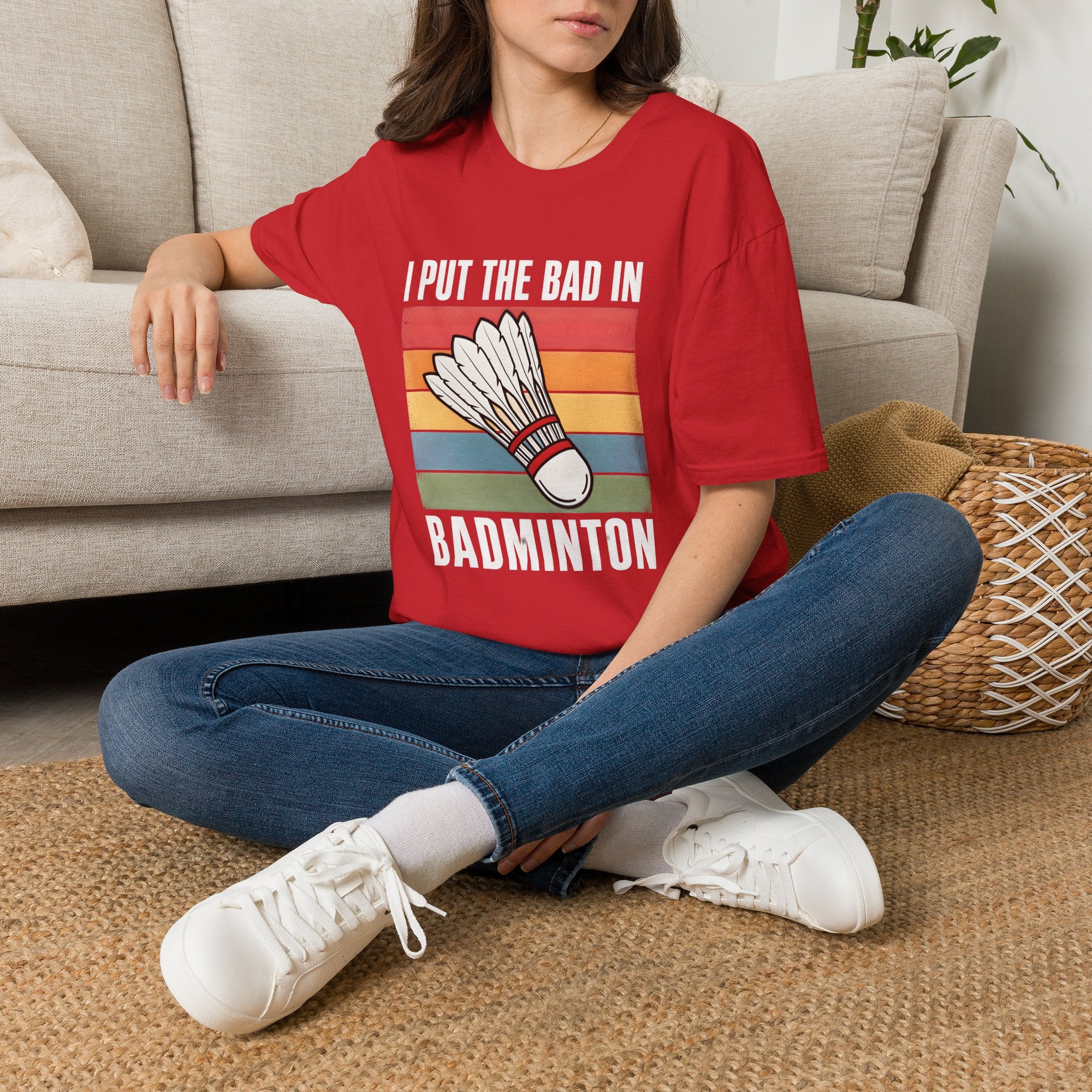 I Put the Bad in Badminton T-Shirt — Retro Shuttlecock Graphic Tee