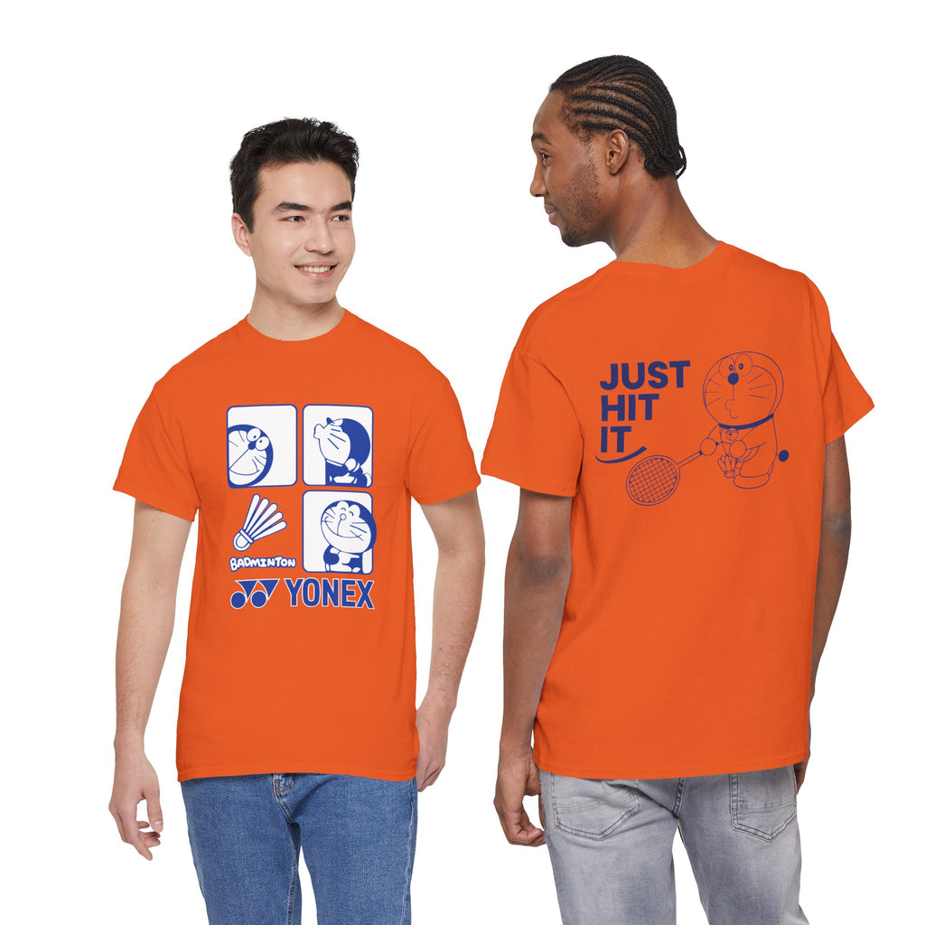 Yonex Doraemon Badminton T‑Shirt — "Just Hit It" Graphic Tee