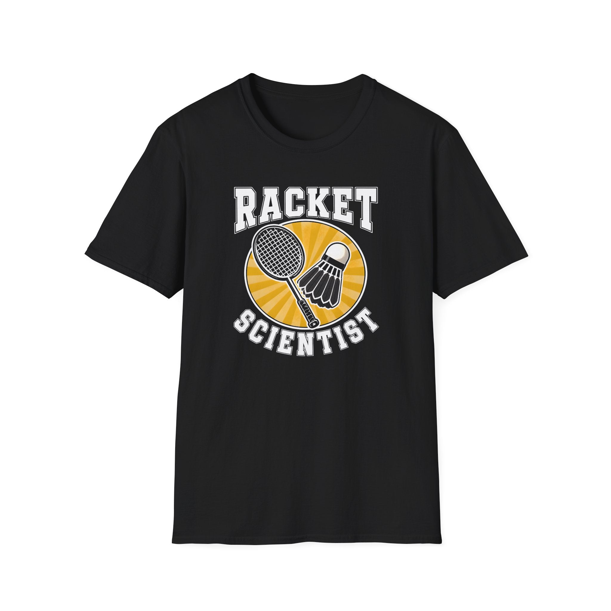 Racket Scientist T-Shirt — Badminton & Tennis Shuttlecock Graphic Tee