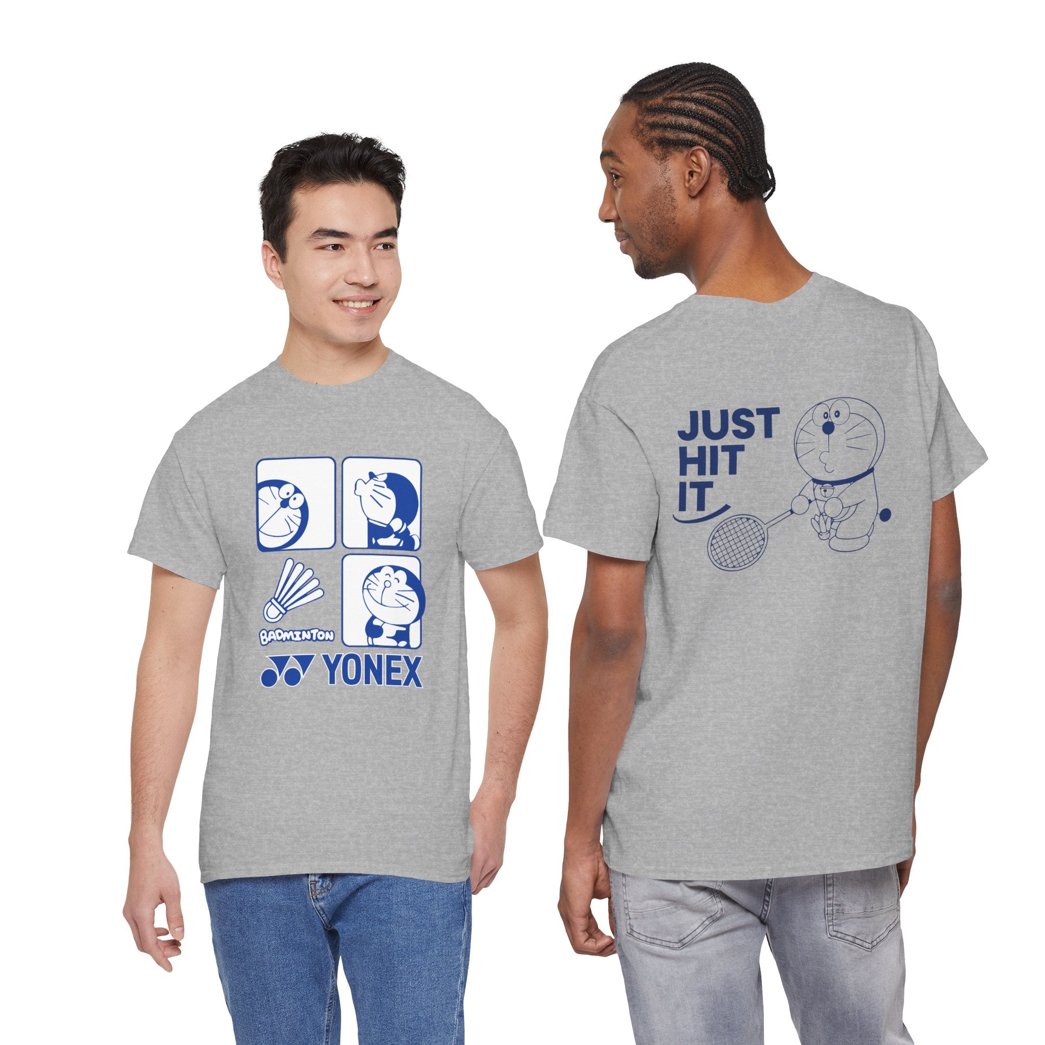 Yonex Doraemon Badminton T‑Shirt — "Just Hit It" Graphic Tee