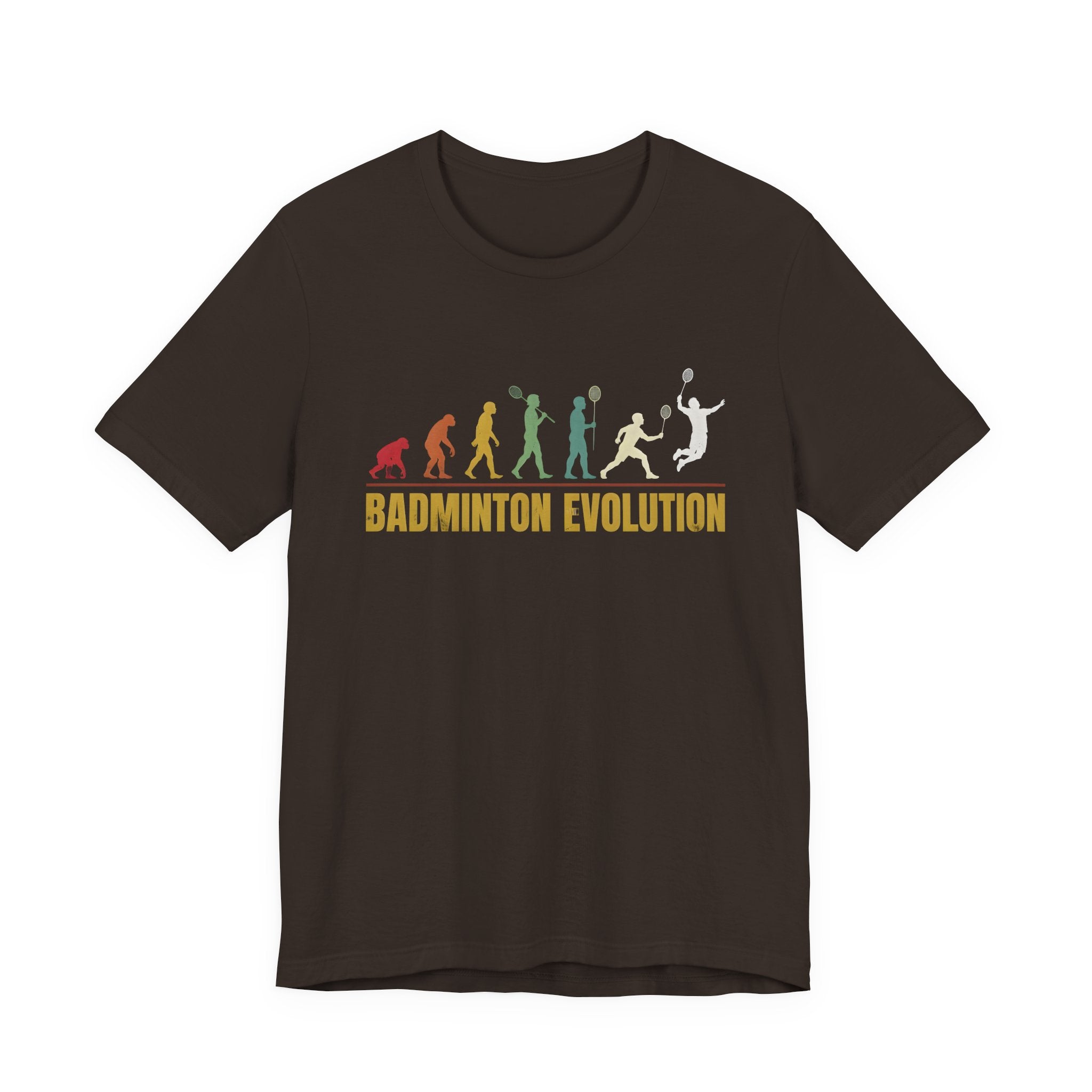 Badminton Evolution T‑Shirt — Retro Silhouette Badminton Player Tee
