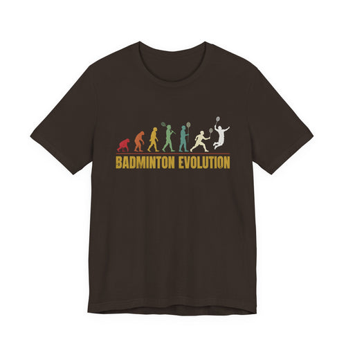 Badminton Evolution T‑Shirt — Retro Silhouette Badminton Player Tee