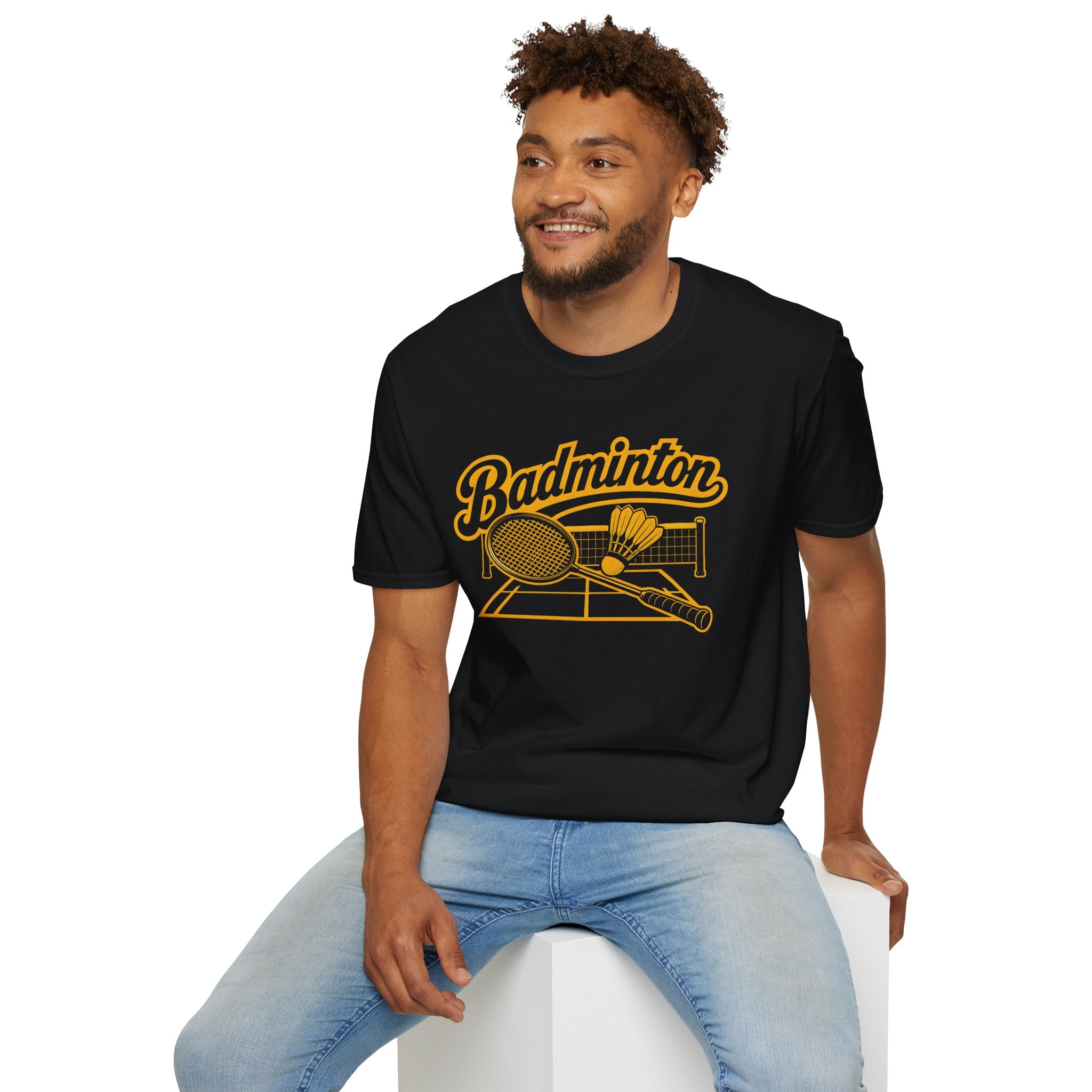 Badminton Retro Graphic T-Shirt — Vintage Racket & Shuttle Tee