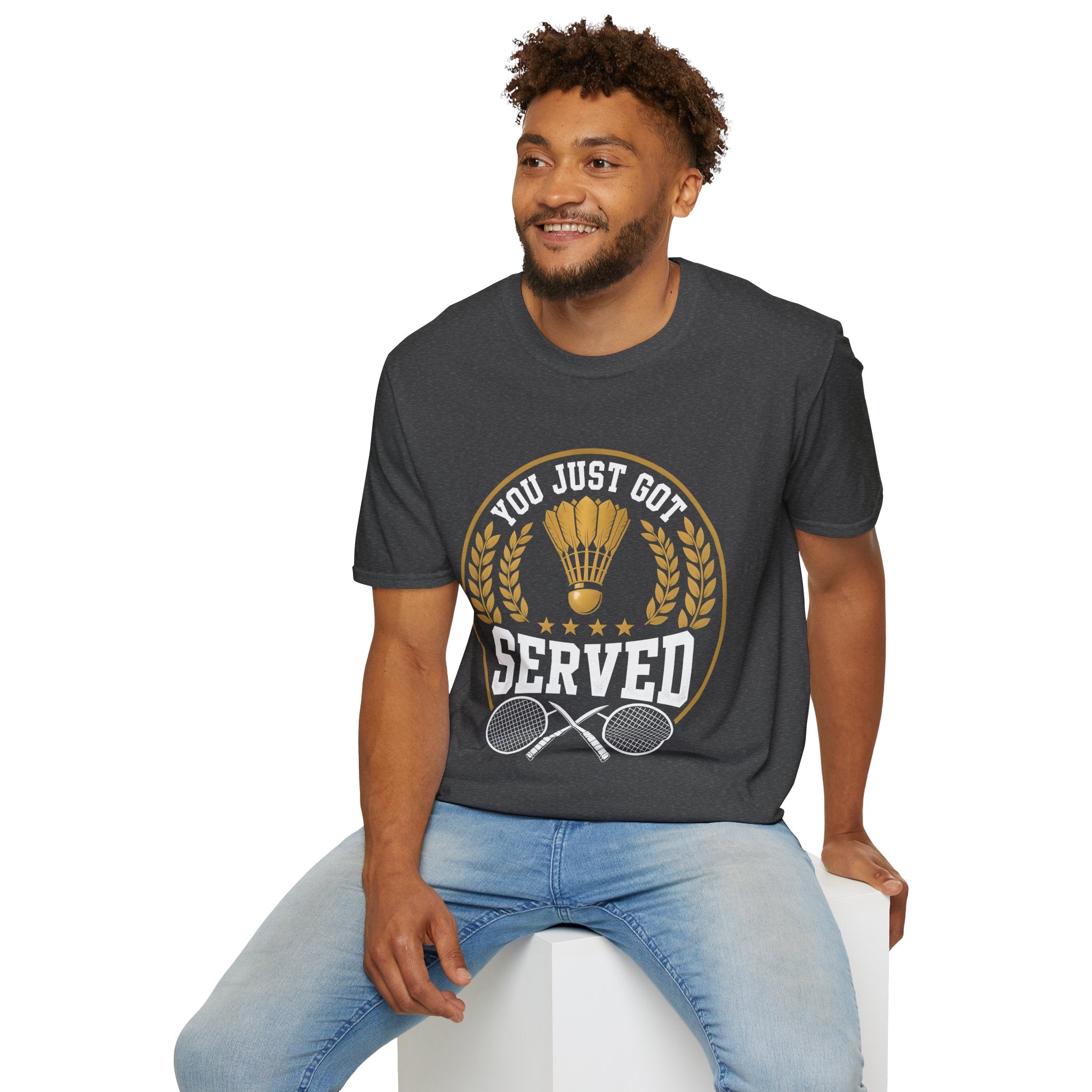 Badminton T-Shirt — "You Just Got Served" Vintage Shuttlecock Tee