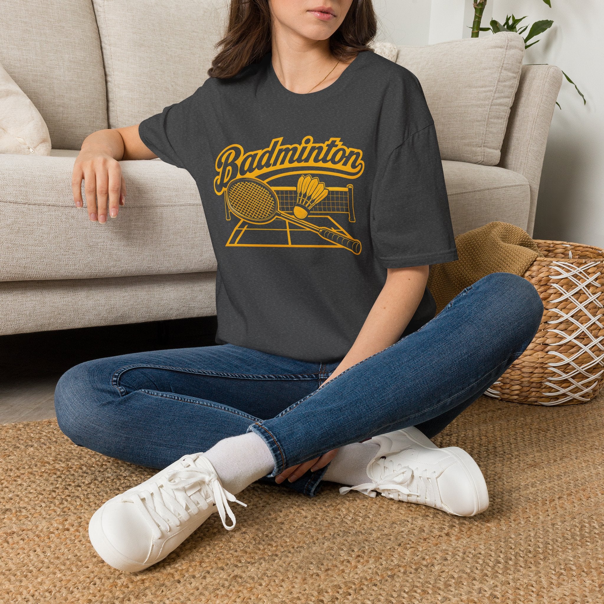 Badminton Retro Graphic T-Shirt — Vintage Racket & Shuttle Tee