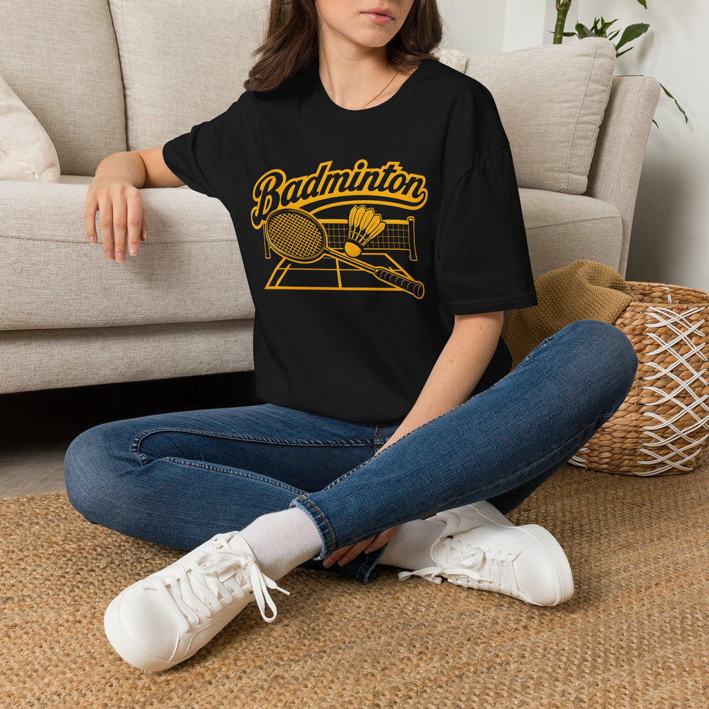 Badminton Retro Graphic T-Shirt — Vintage Racket & Shuttle Tee
