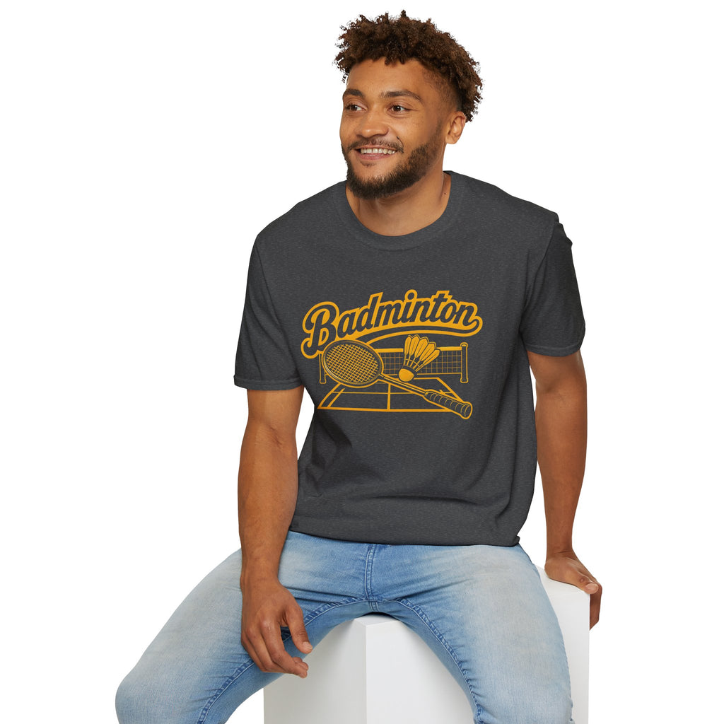 Badminton Retro Graphic T-Shirt — Vintage Racket & Shuttle Tee