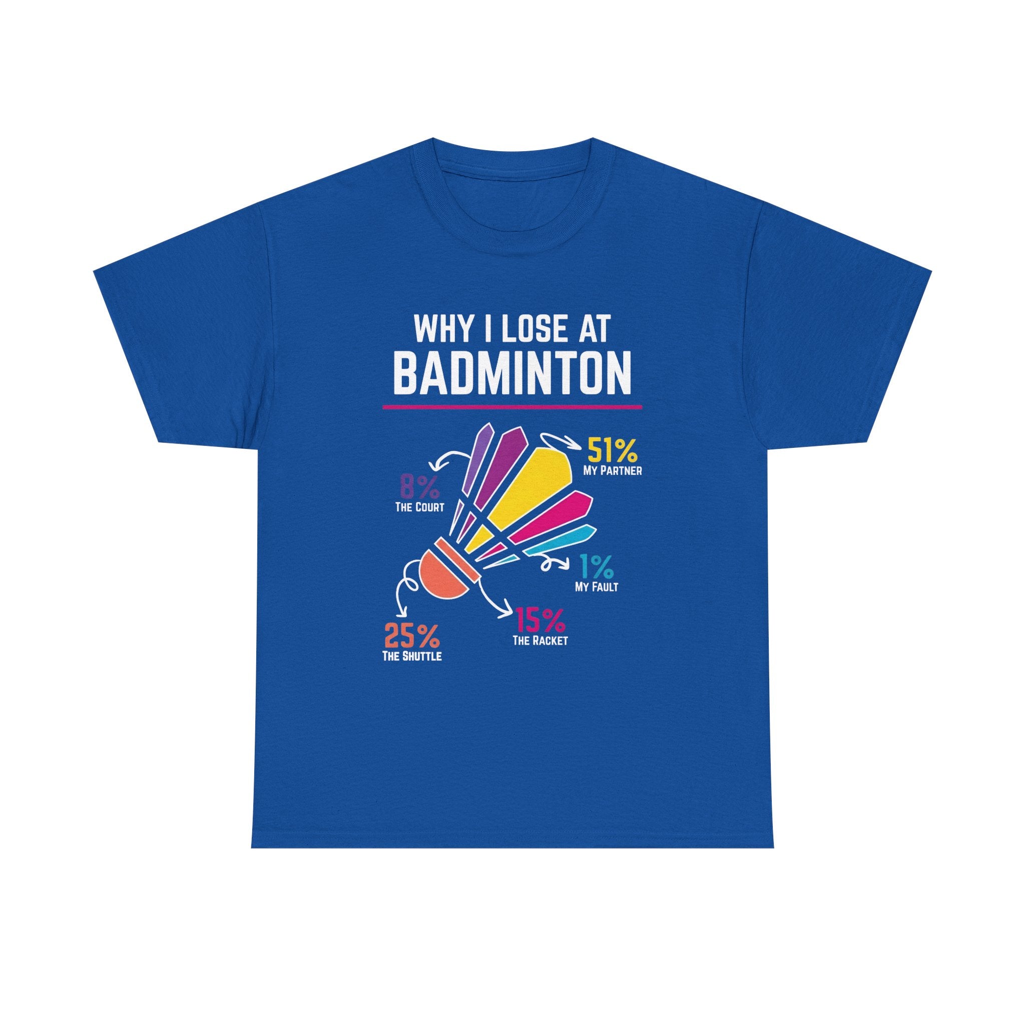 Badminton Graphic Tee — "Why I Lose at Badminton" Funny Shuttlecock Stats T-Shirt