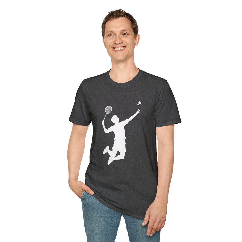 Badminton Player Silhouette T-Shirt – Shuttlecock Smash Tee for Players & Fans