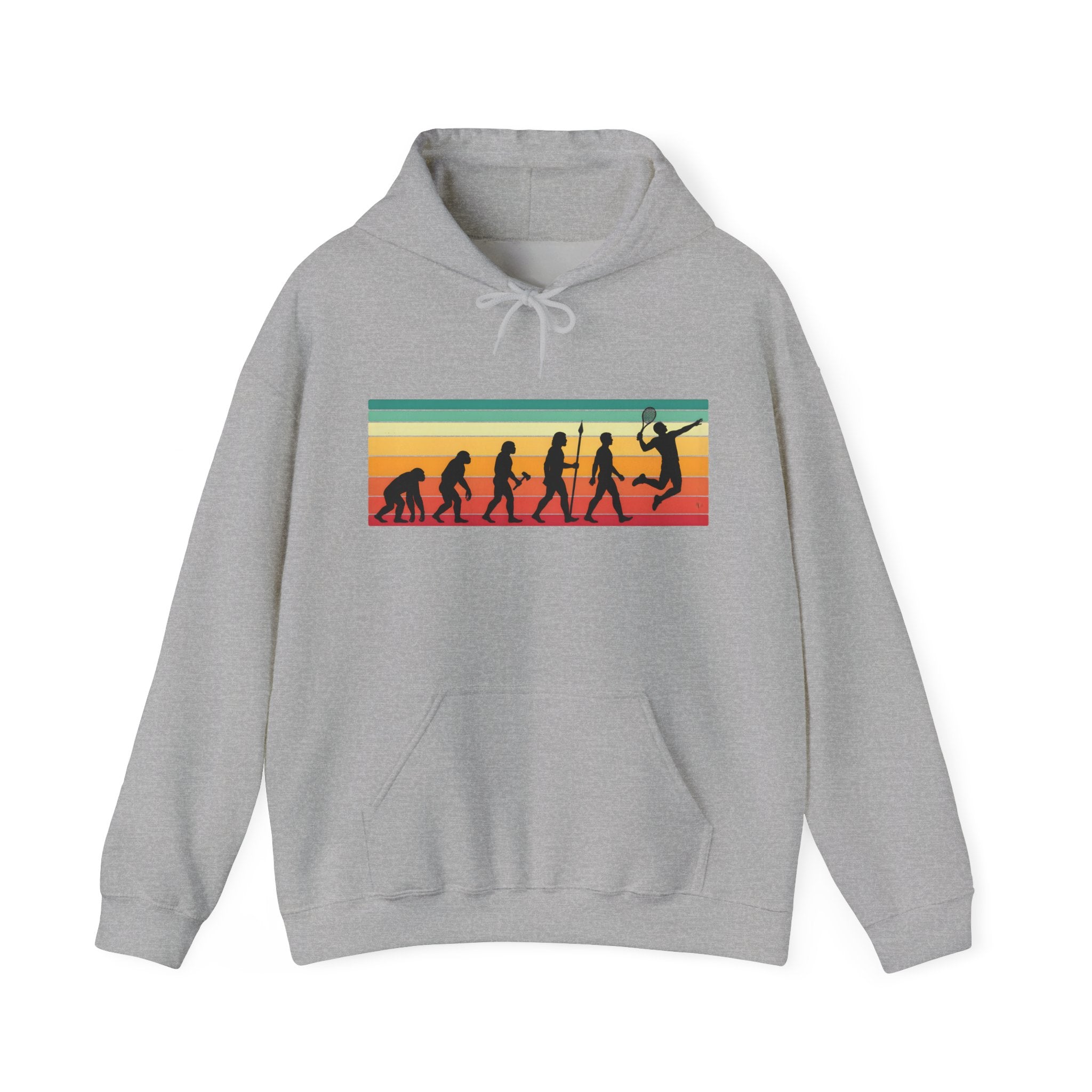Basketball Evolution Hoodie — Retro Sunset Silhouette Graphic