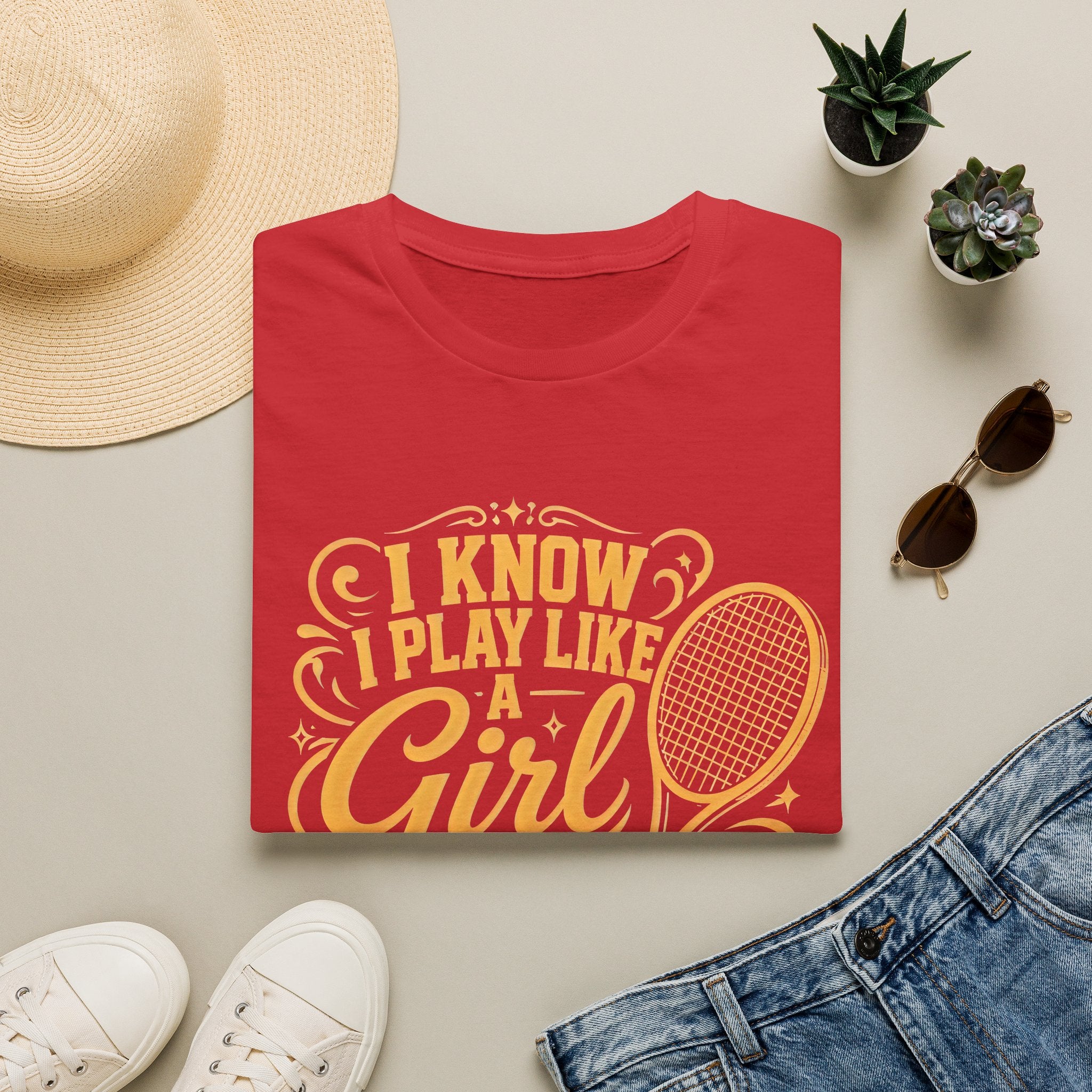 T-Shirt — "I Know I Play Like a Girl" Tennis Graphic Tee
