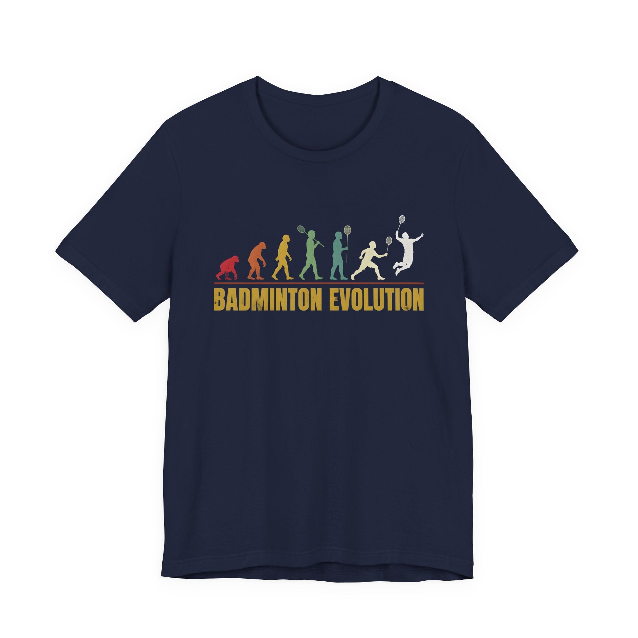 Badminton Evolution T‑Shirt — Retro Silhouette Badminton Player Tee