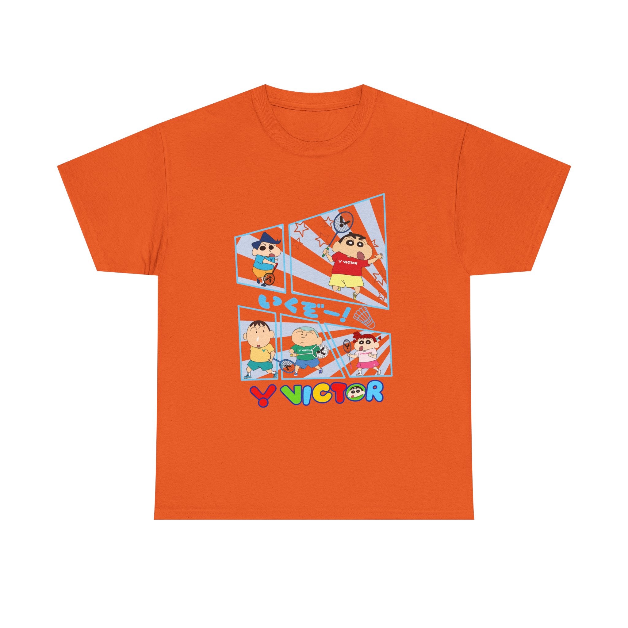 Crayon Shin-chan Cartoon Panel T-Shirt – Colorful Graphic Badminton Tee