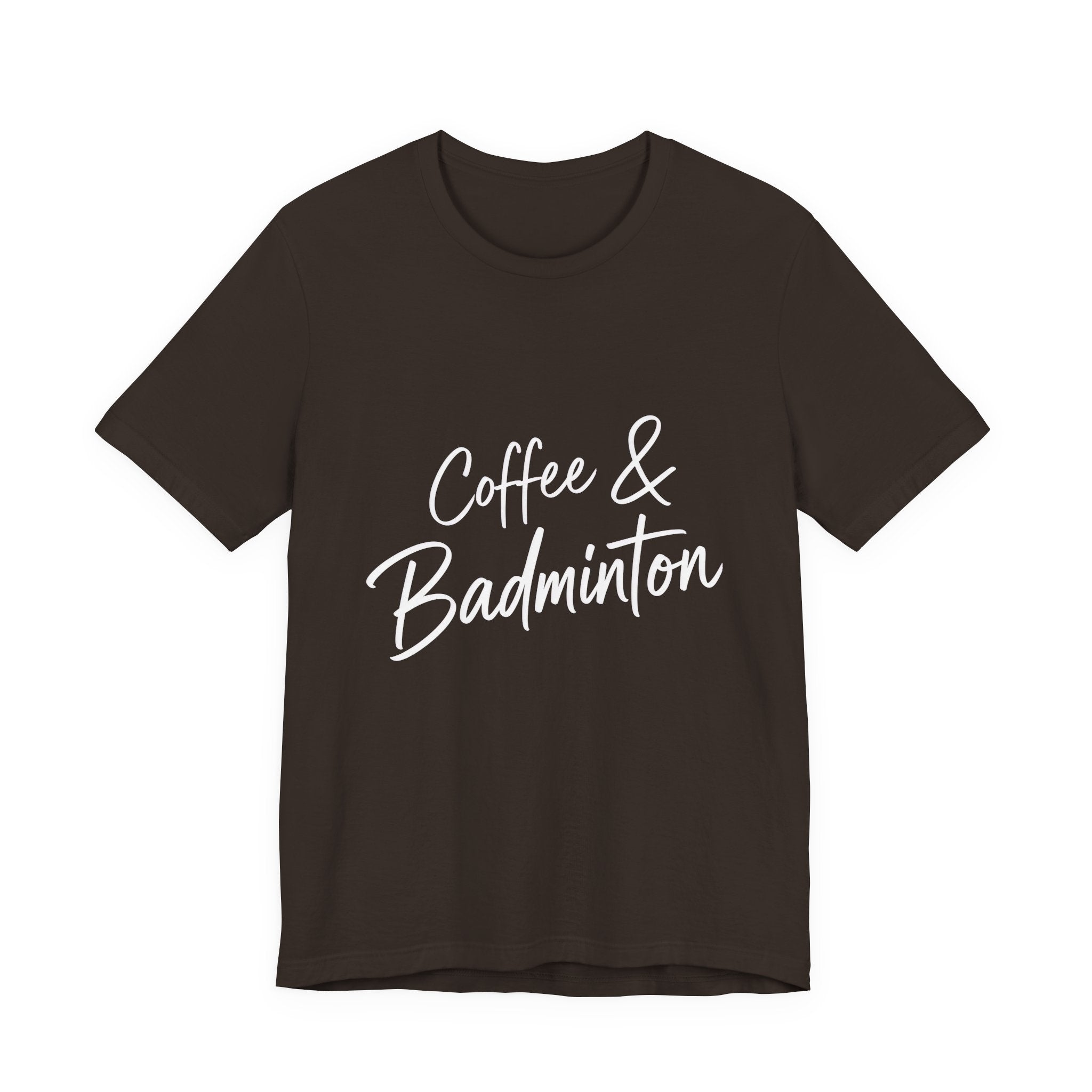 Coffee & Badminton Tee — Casual Sporty Graphic Shirt for Players and Coffee Lovers
