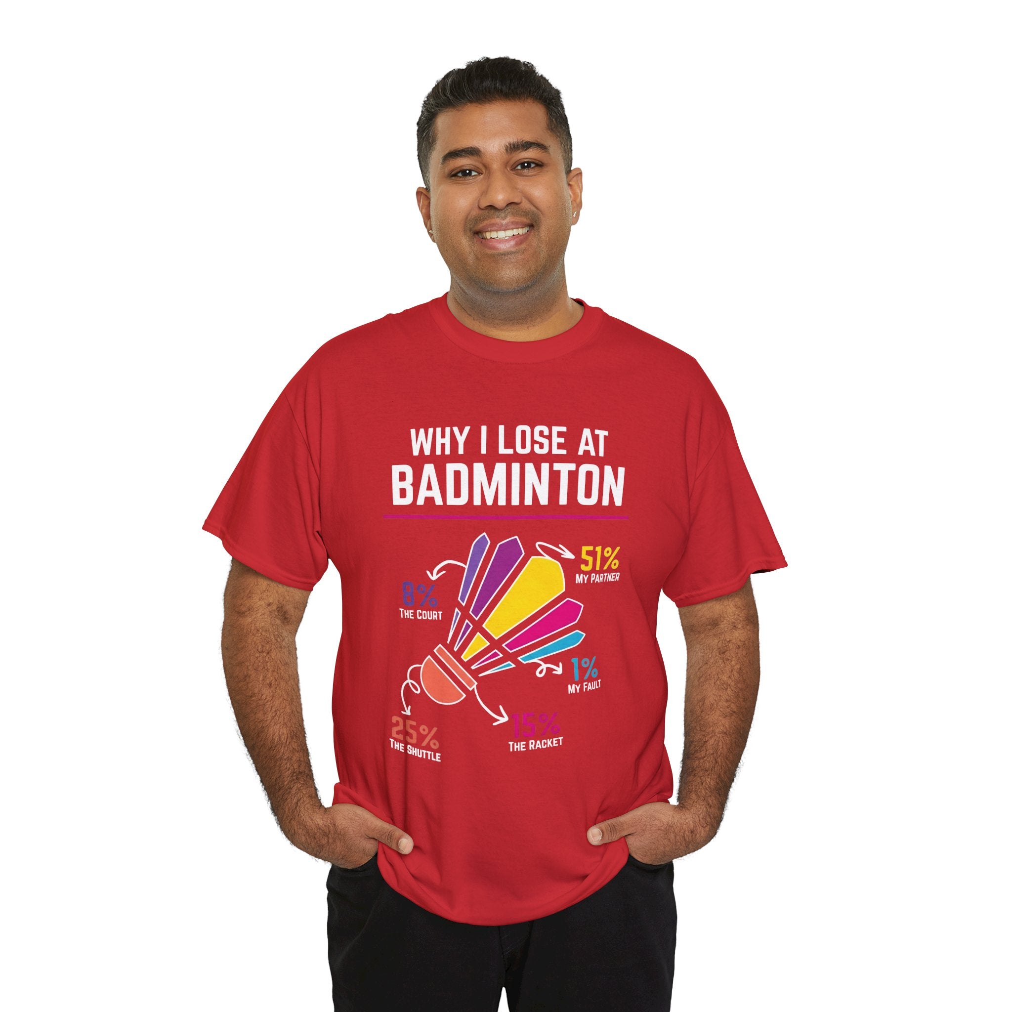 Badminton Graphic Tee — "Why I Lose at Badminton" Funny Shuttlecock Stats T-Shirt
