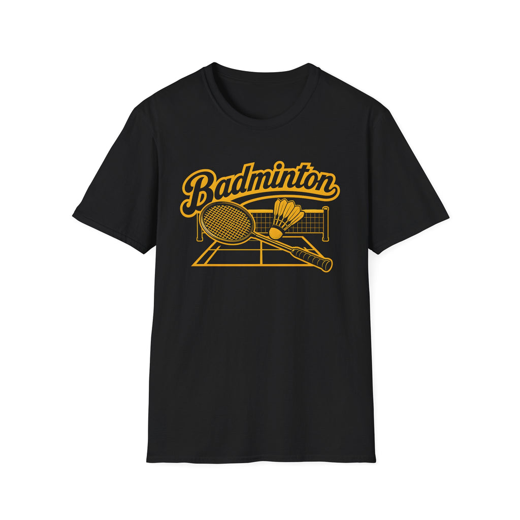 Badminton Retro Graphic T-Shirt — Vintage Racket & Shuttle Tee