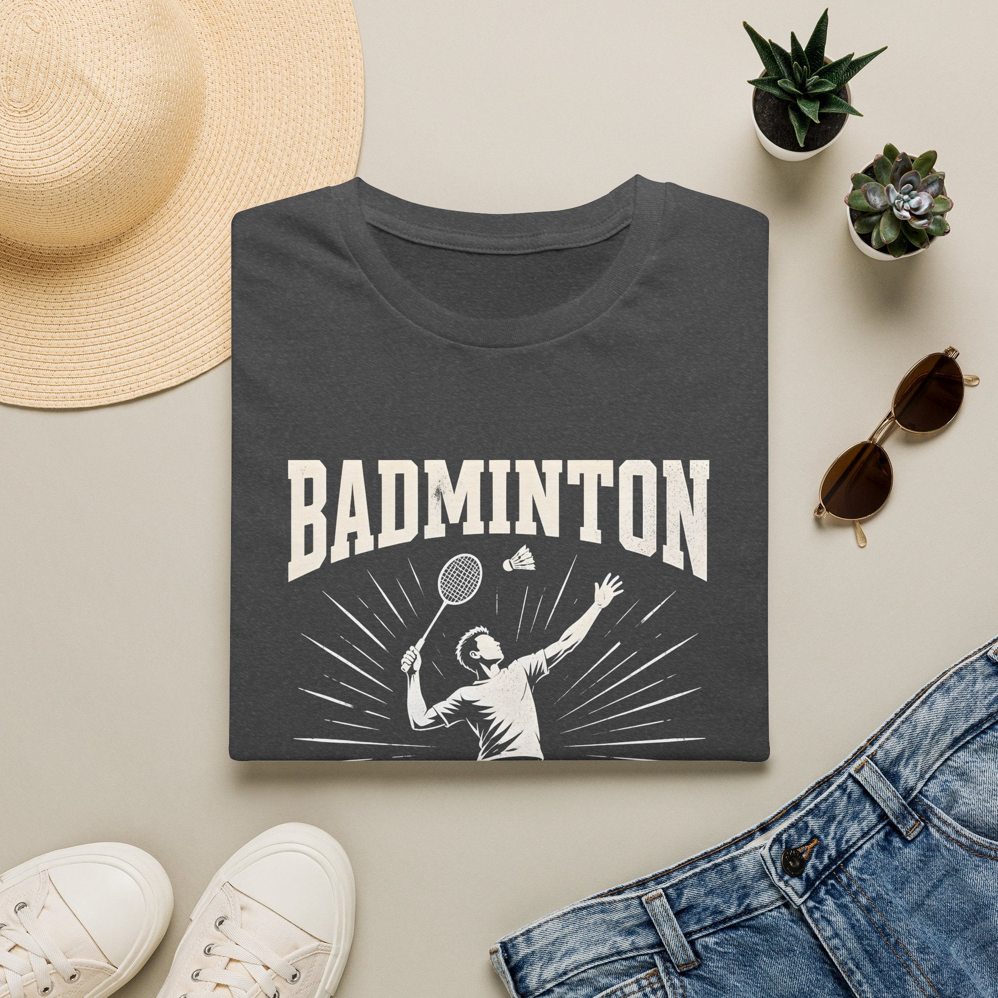 Badminton T-Shirt — "Badminton Is My Therapy" Retro Player Graphic