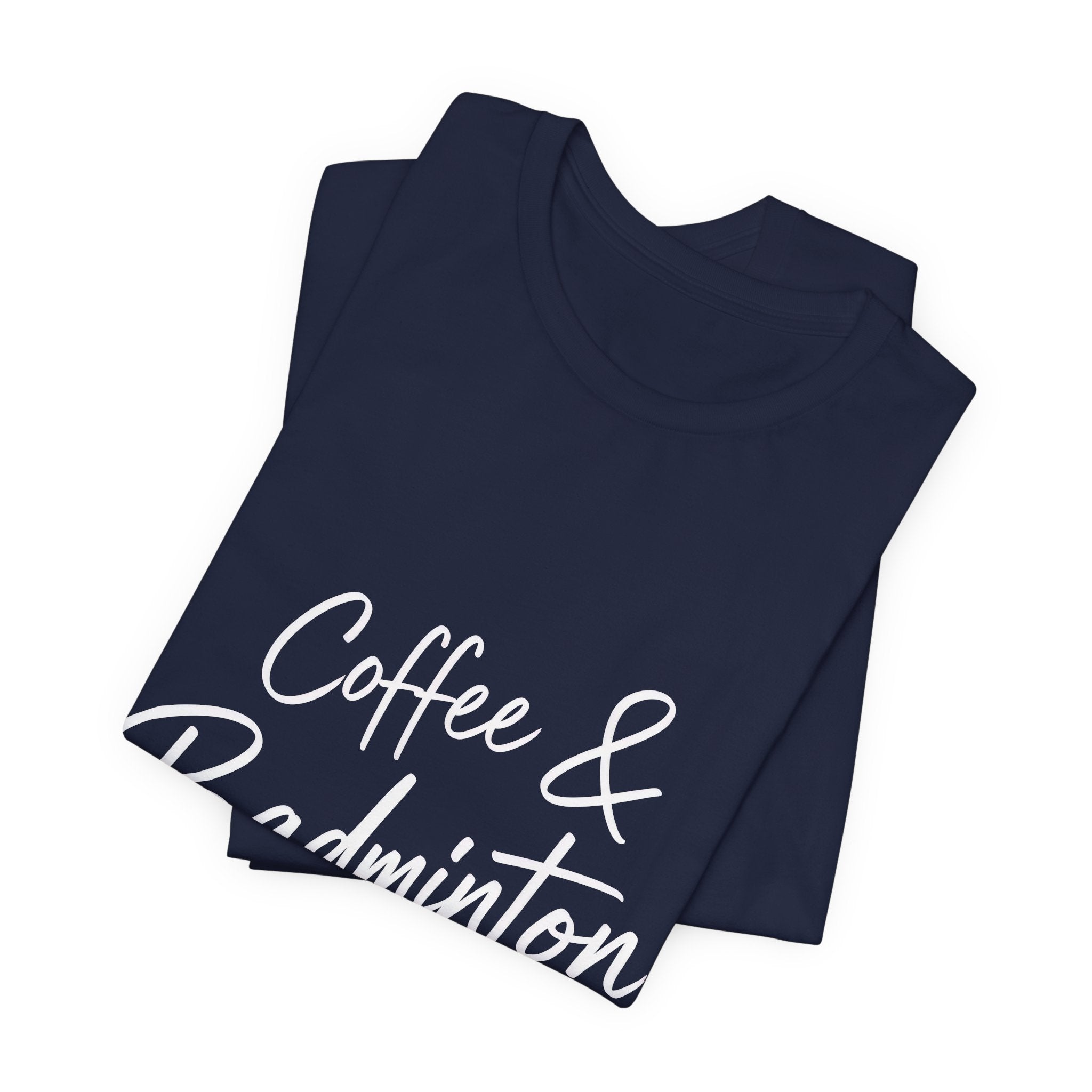 Coffee & Badminton Tee — Casual Sporty Graphic Shirt for Players and Coffee Lovers