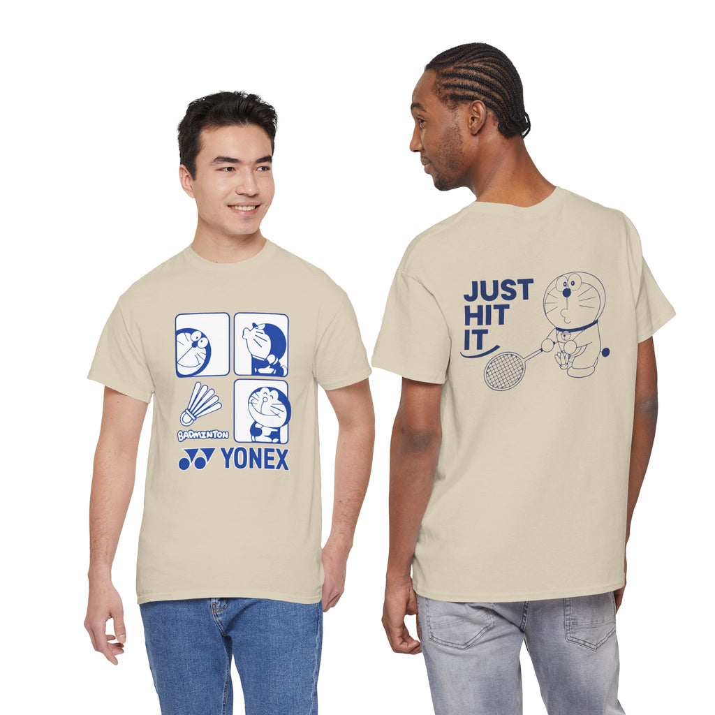 Yonex Doraemon Badminton T‑Shirt — "Just Hit It" Graphic Tee