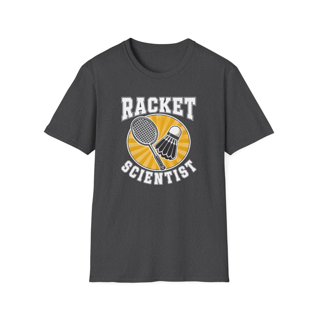 Racket Scientist T-Shirt — Badminton & Tennis Shuttlecock Graphic Tee