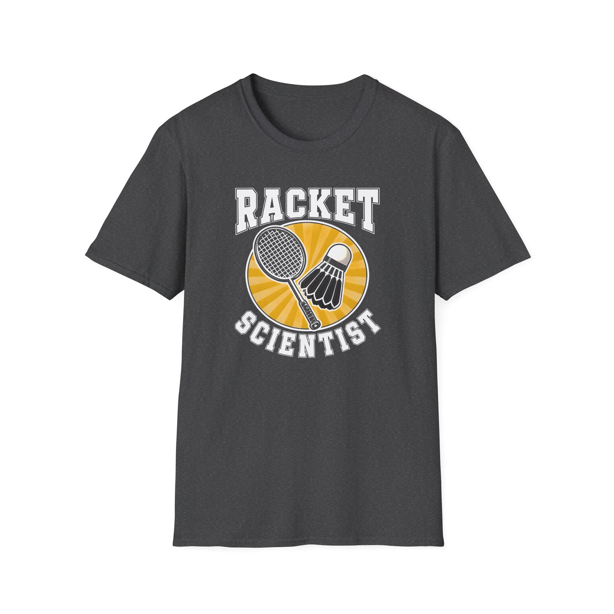 Racket Scientist T-Shirt — Badminton & Tennis Shuttlecock Graphic Tee