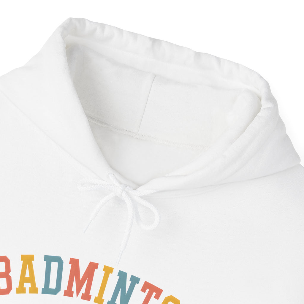 Badminton Heart Hoodie — Retro Color Block Badminton Pullover
