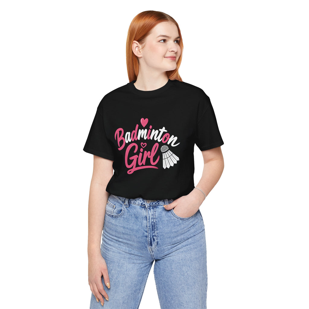 Badminton Girl T‑Shirt – Cute Pink Shuttlecock Tee for Players & Fans
