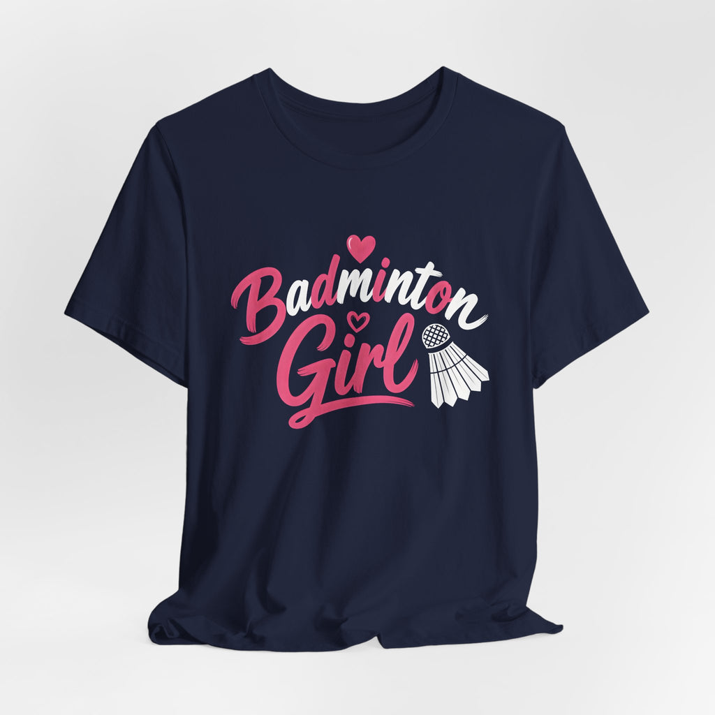 Badminton Girl T‑Shirt – Cute Pink Shuttlecock Tee for Players & Fans