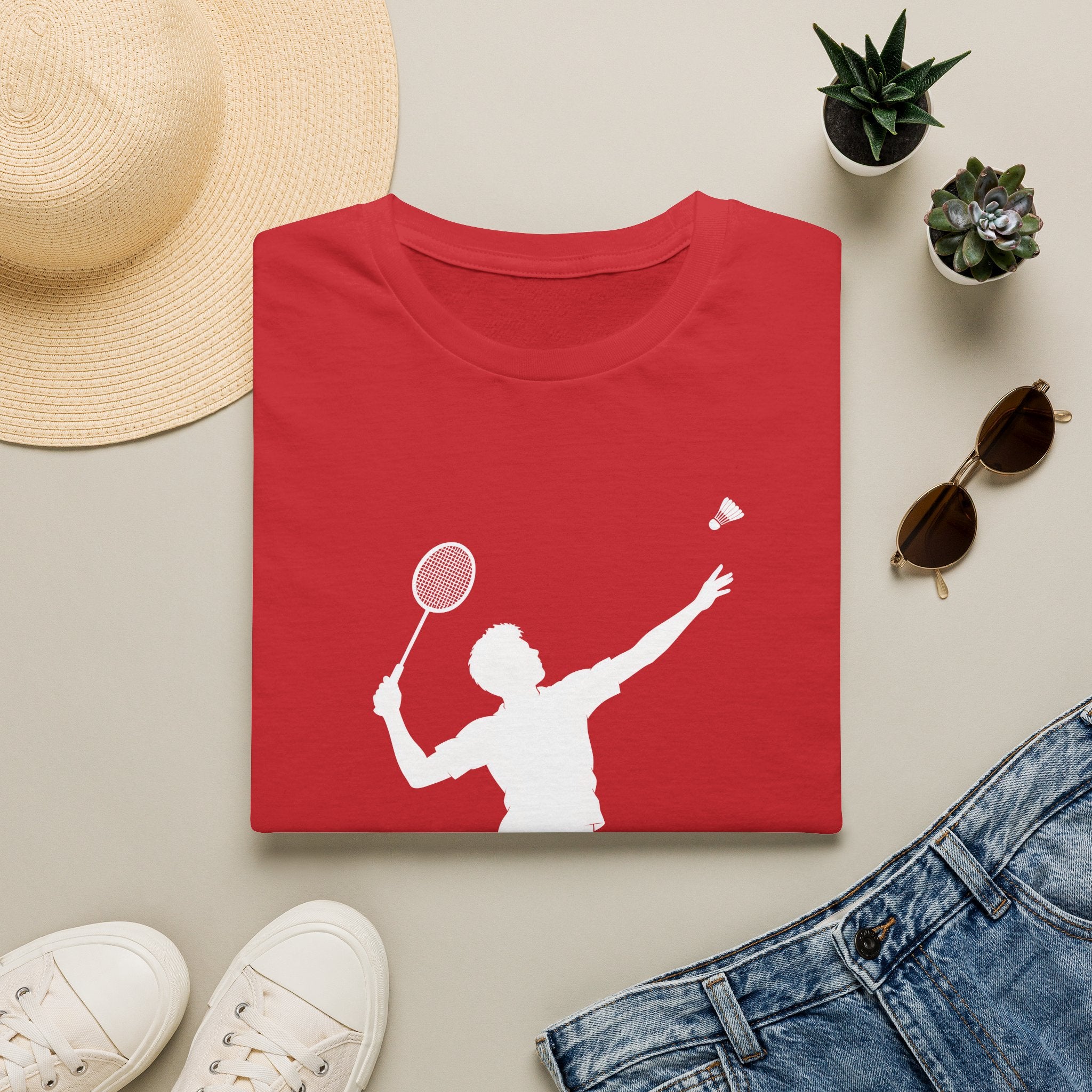 Badminton Player Silhouette T-Shirt – Shuttlecock Smash Tee for Players & Fans