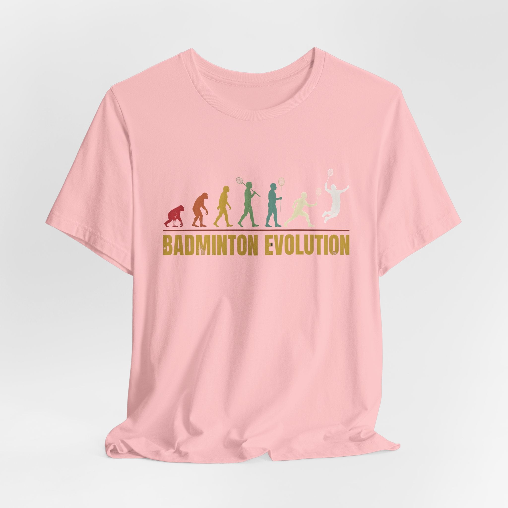 Badminton Evolution T‑Shirt — Retro Silhouette Badminton Player Tee