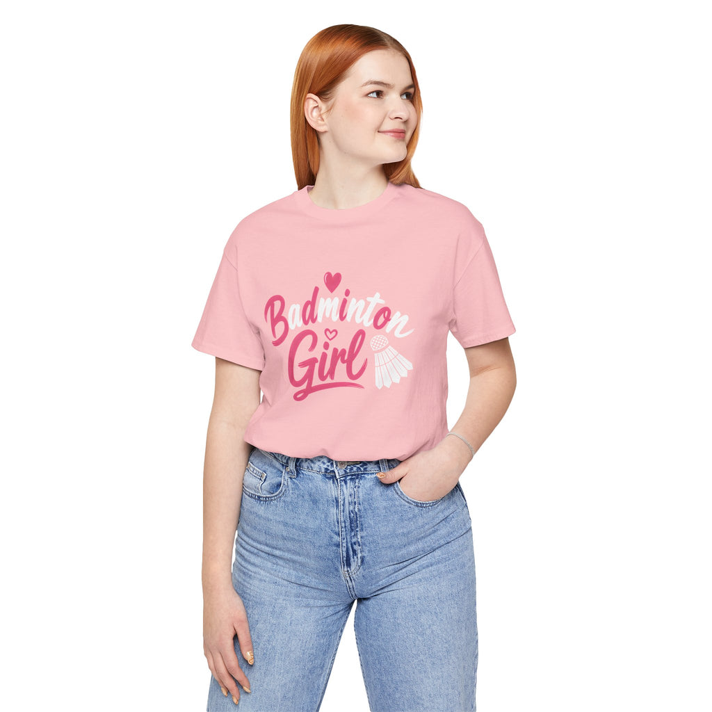 Badminton Girl T‑Shirt – Cute Pink Shuttlecock Tee for Players & Fans