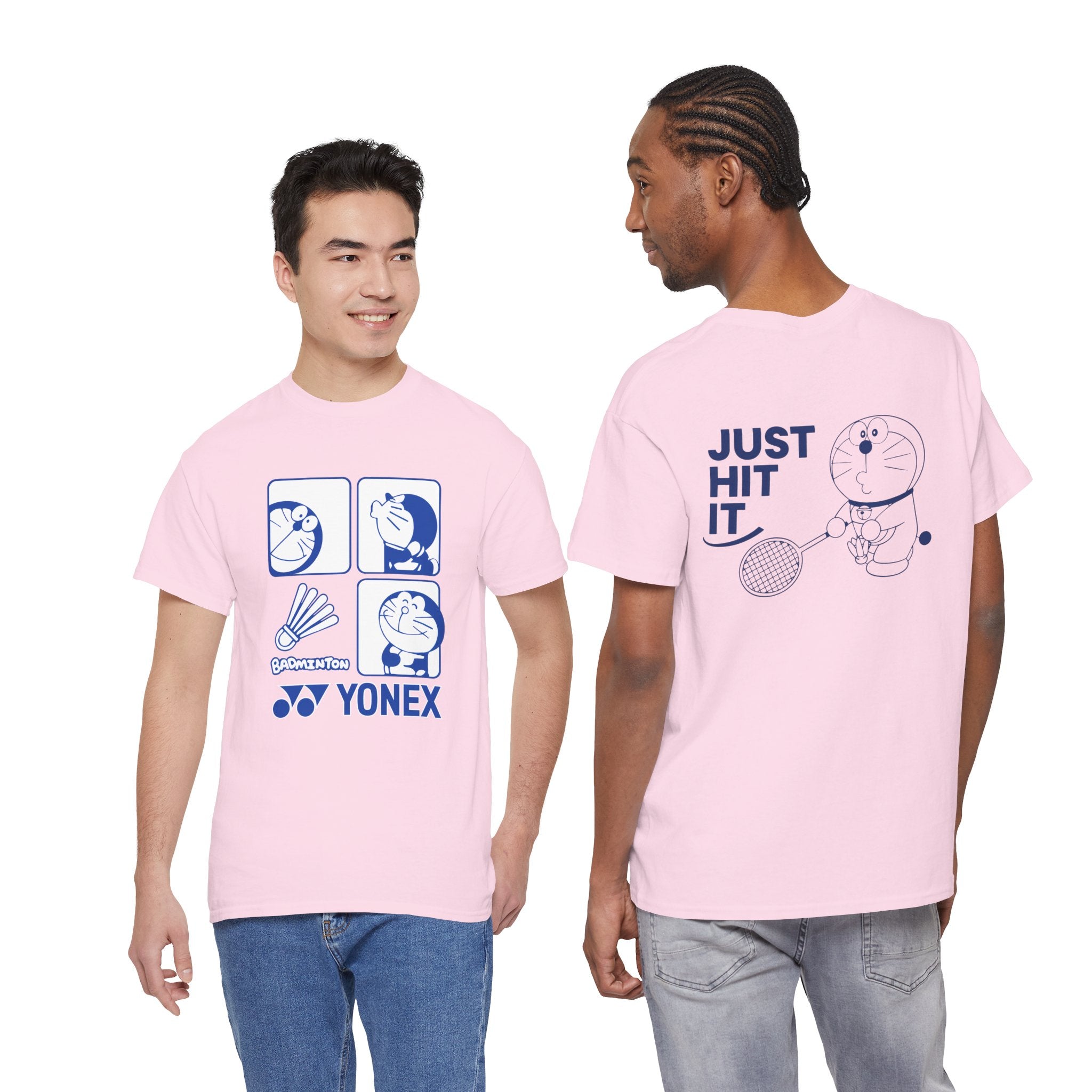 Yonex Doraemon Badminton T‑Shirt — "Just Hit It" Graphic Tee