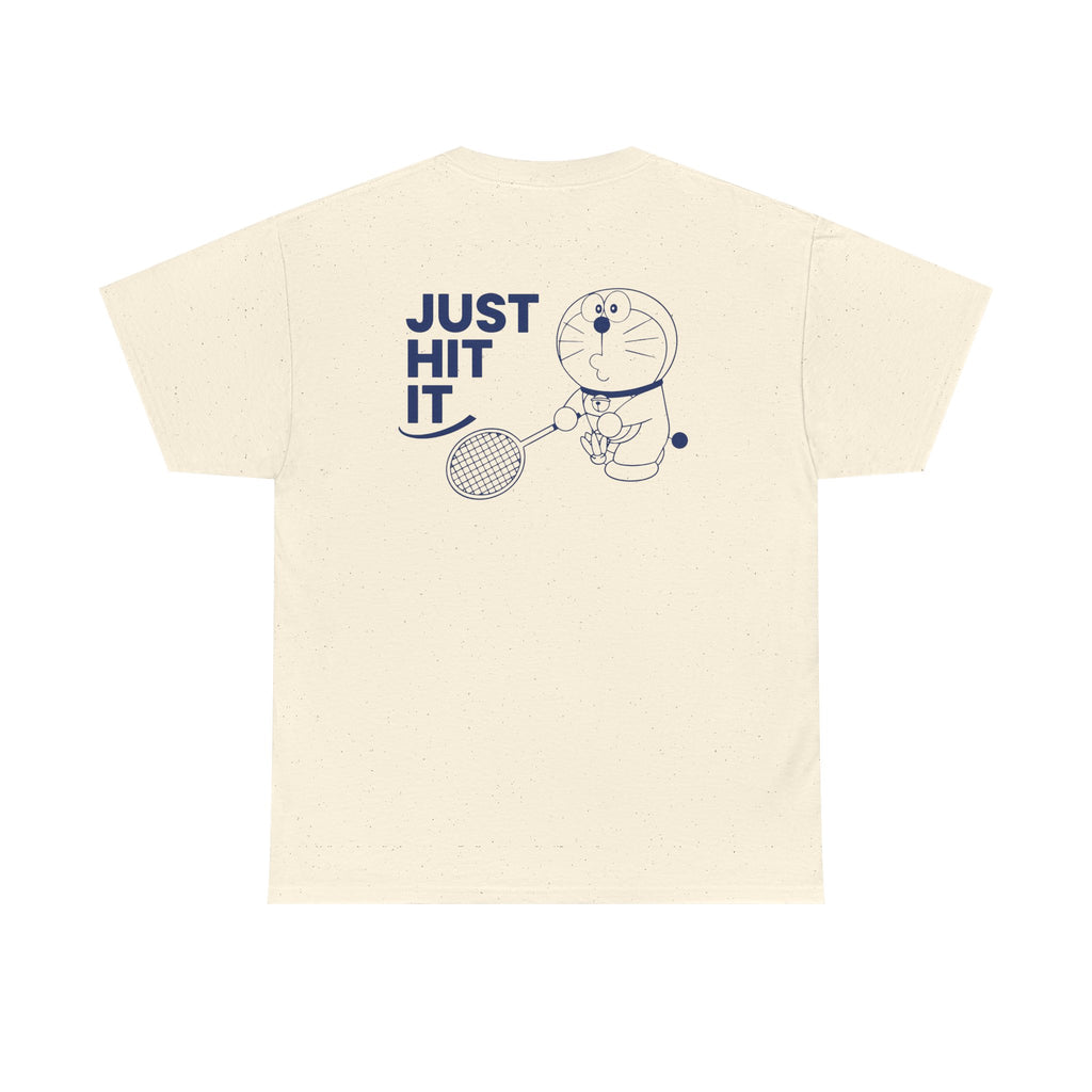 Yonex Doraemon Badminton T‑Shirt — "Just Hit It" Graphic Tee