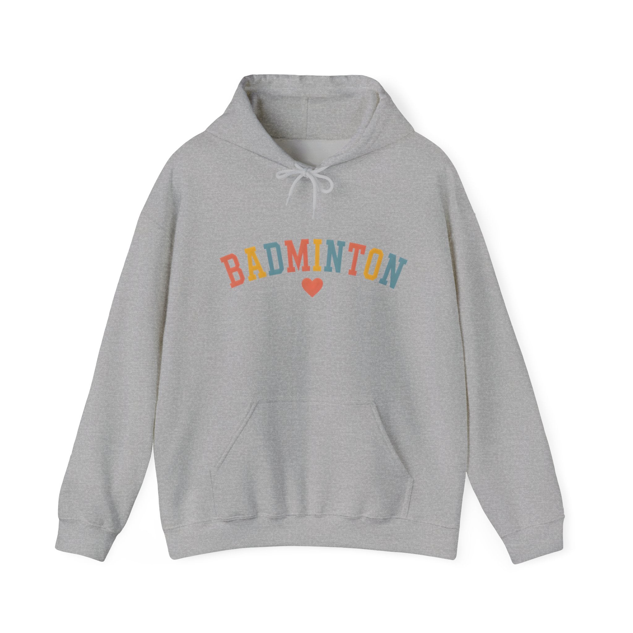 Badminton Heart Hoodie — Retro Color Block Badminton Pullover