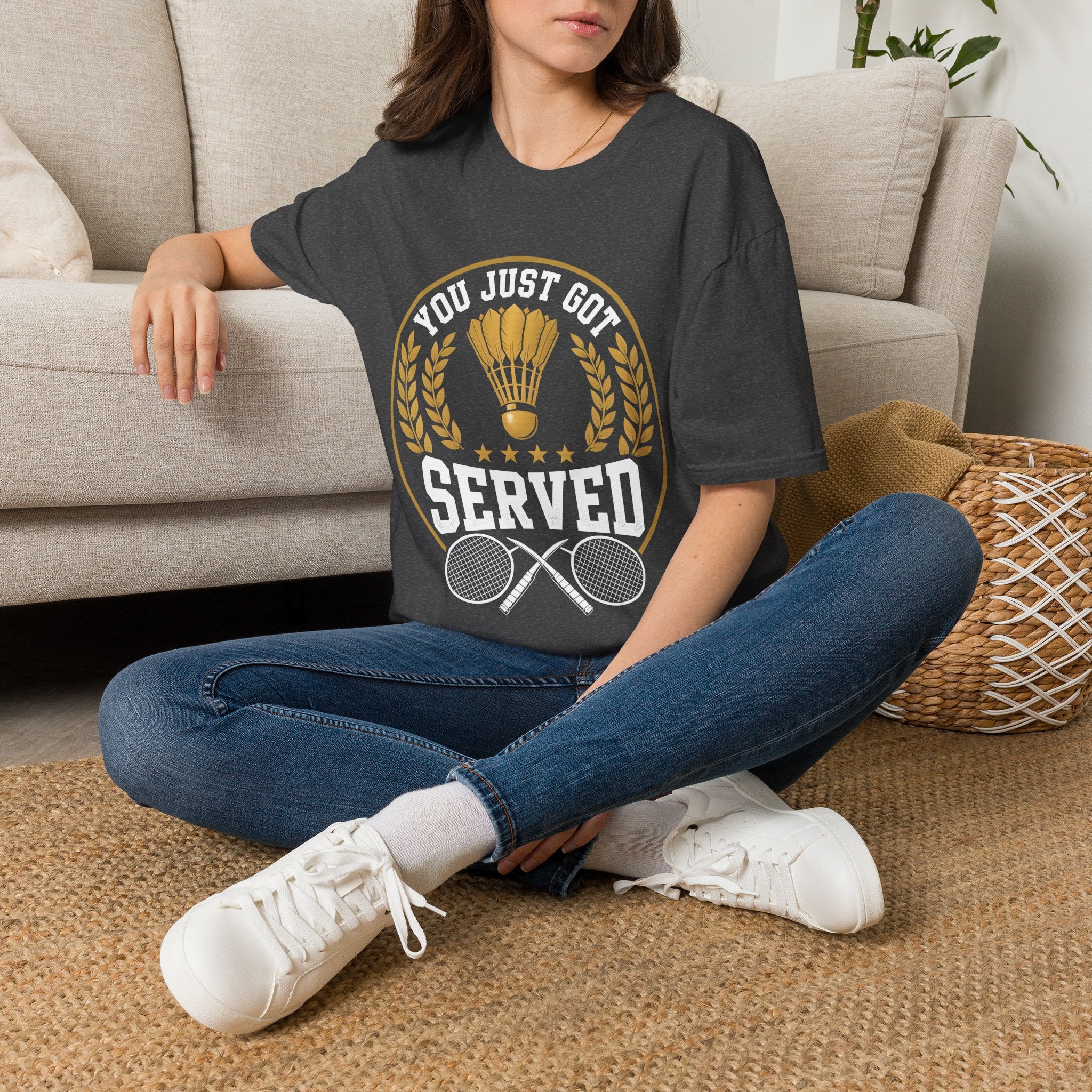 Badminton T-Shirt — "You Just Got Served" Vintage Shuttlecock Tee