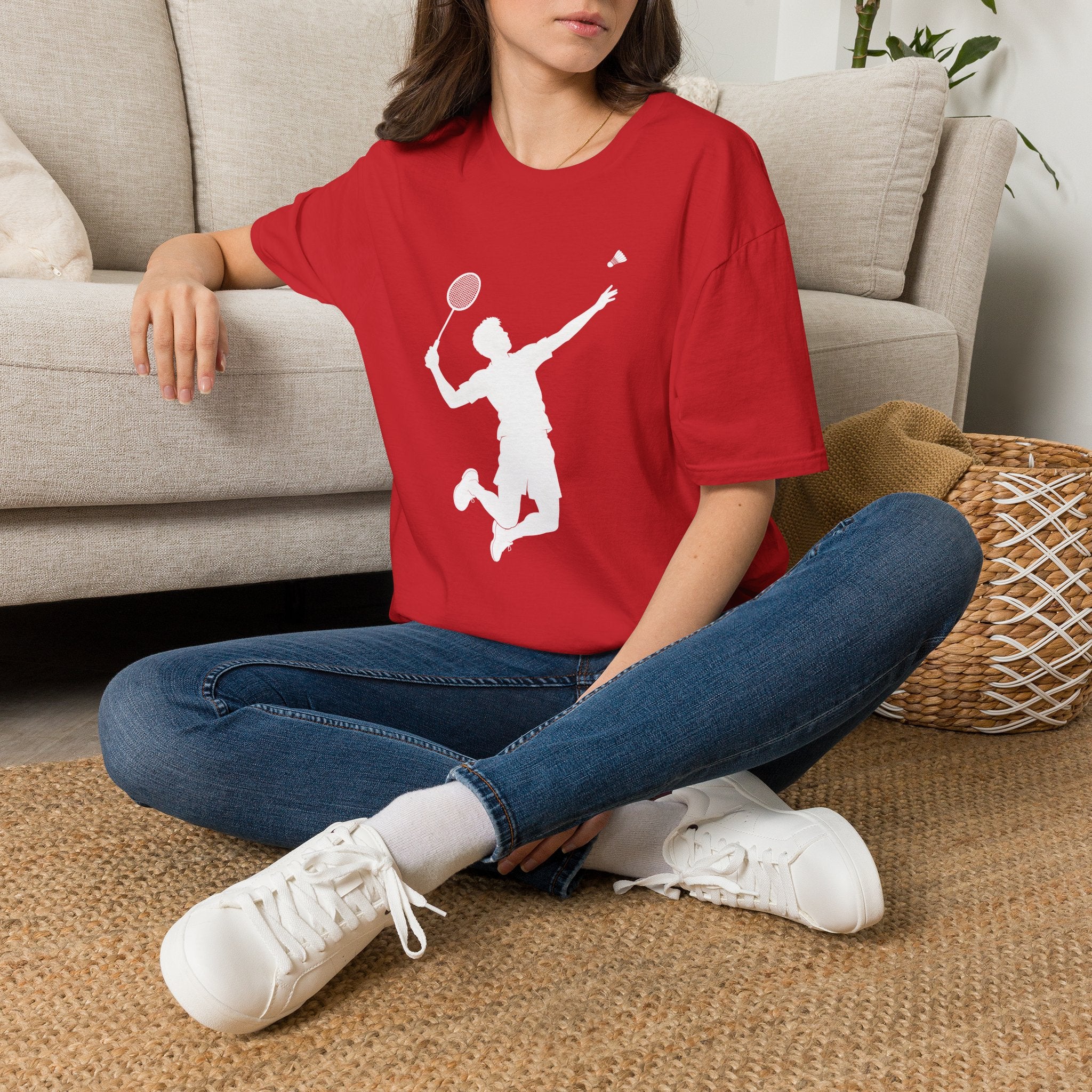 Badminton Player Silhouette T-Shirt – Shuttlecock Smash Tee for Players & Fans