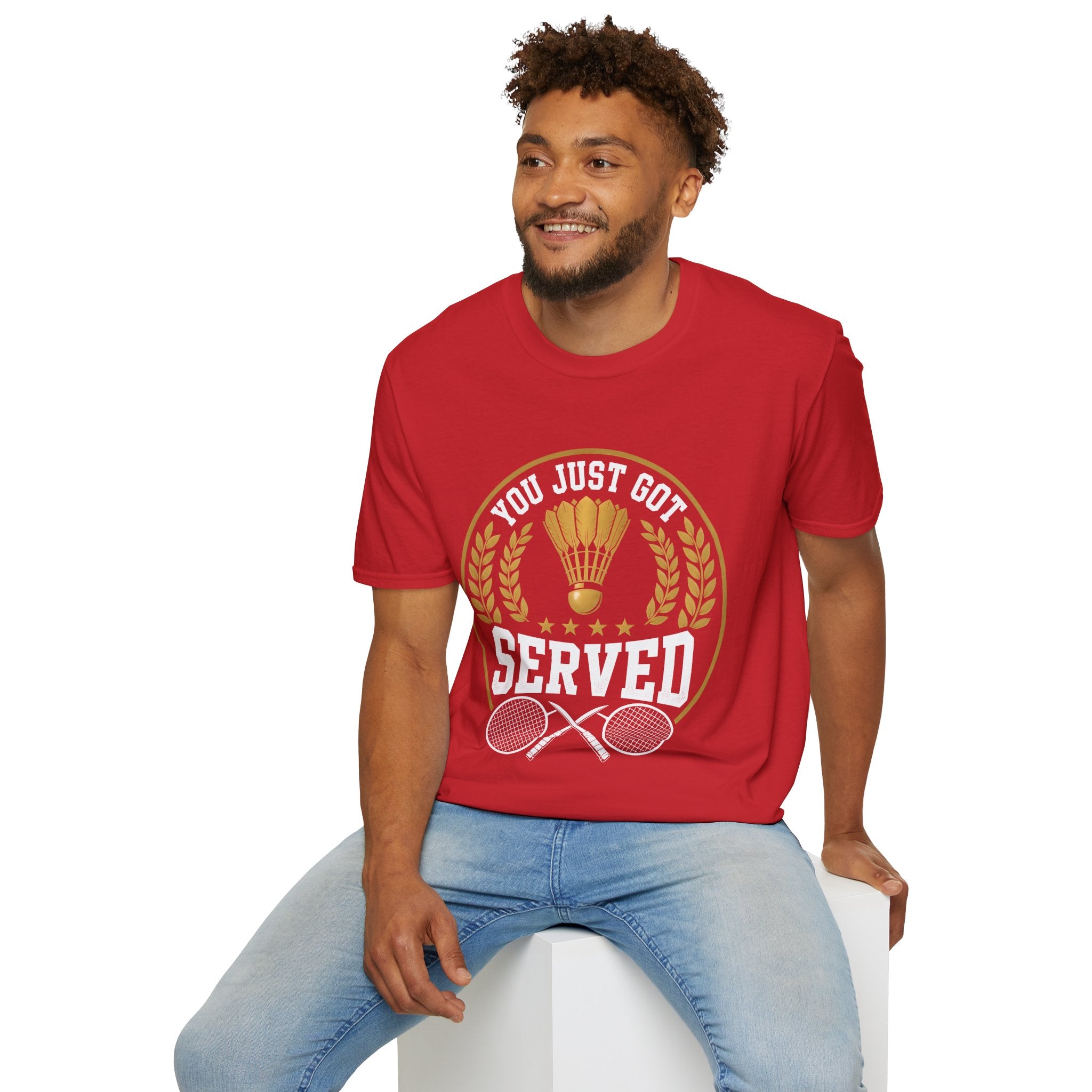 Badminton T-Shirt — "You Just Got Served" Vintage Shuttlecock Tee