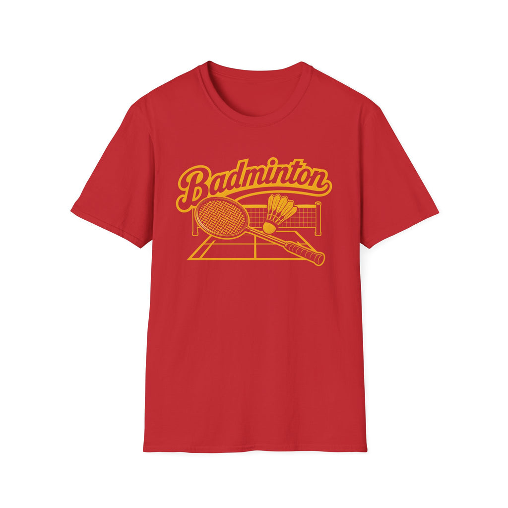 Badminton Retro Graphic T-Shirt — Vintage Racket & Shuttle Tee