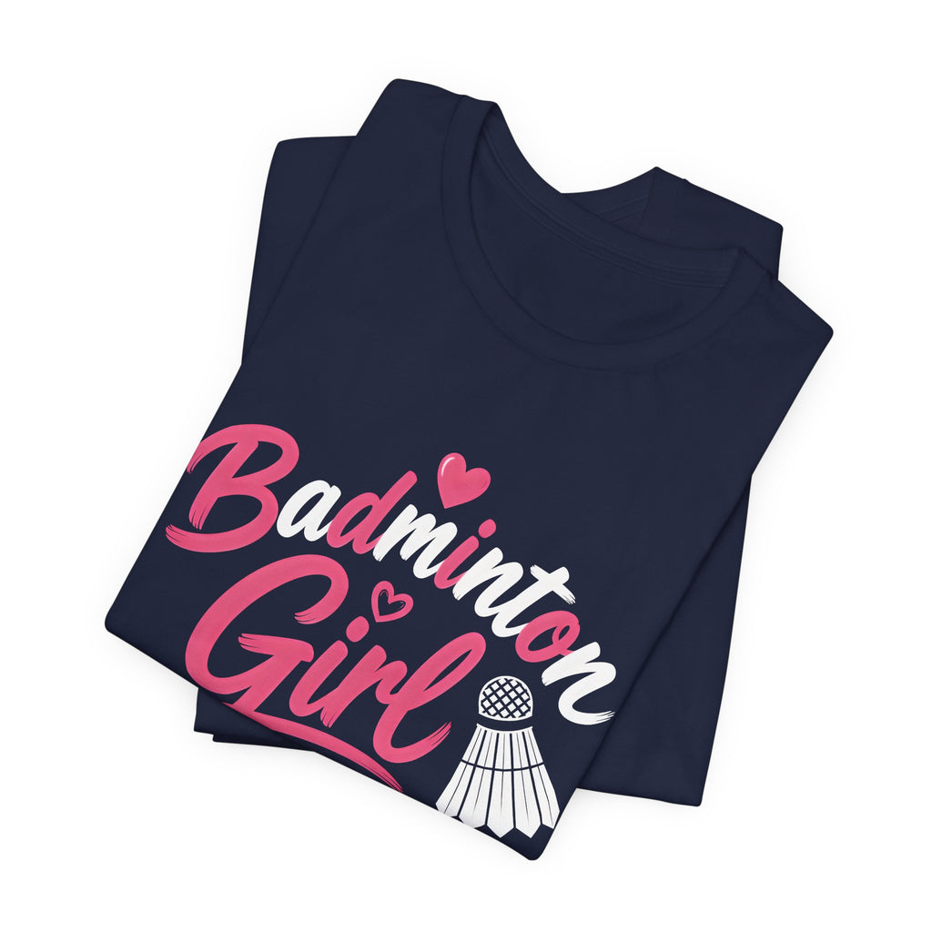 Badminton Girl T‑Shirt – Cute Pink Shuttlecock Tee for Players & Fans