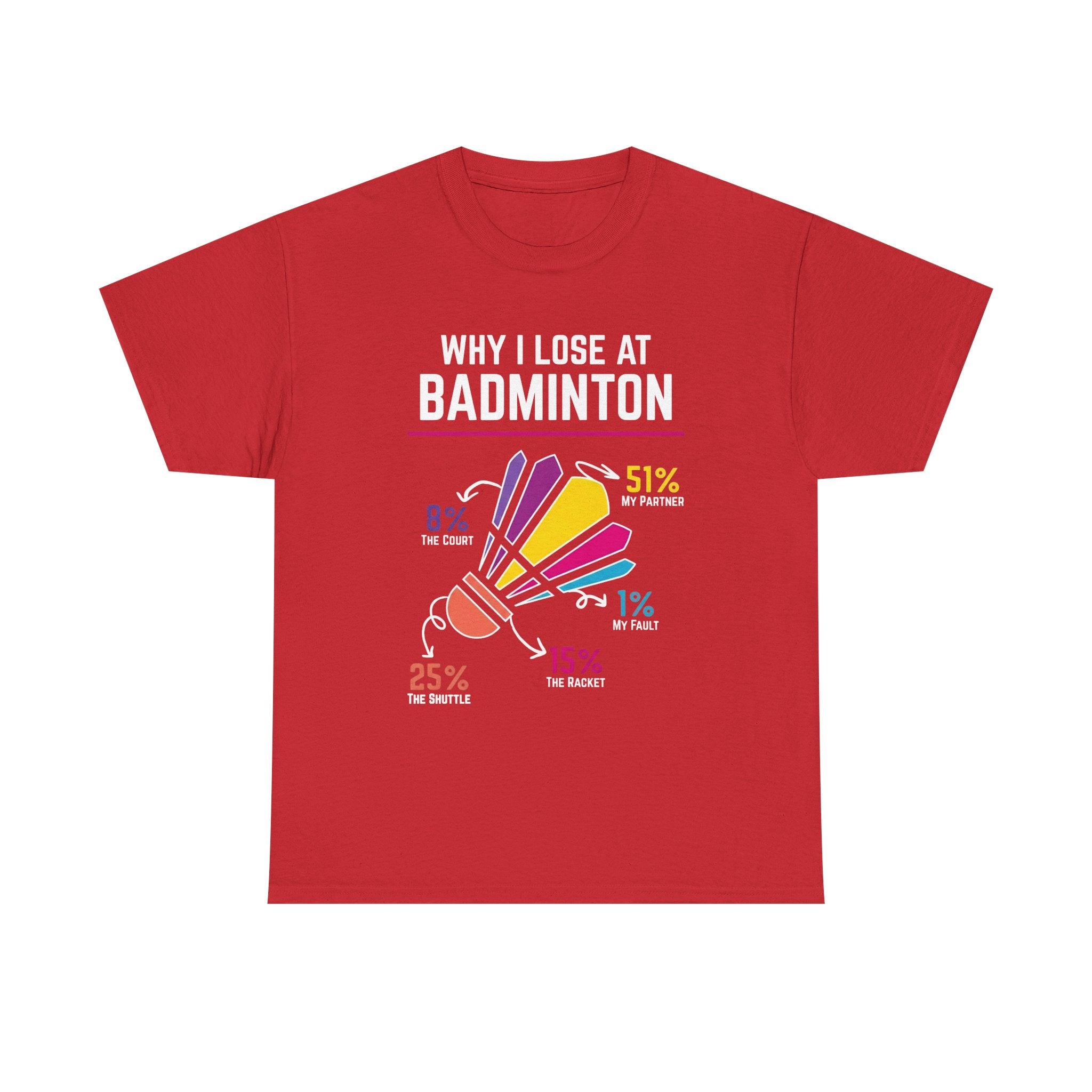 Badminton Graphic Tee — "Why I Lose at Badminton" Funny Shuttlecock Stats T-Shirt
