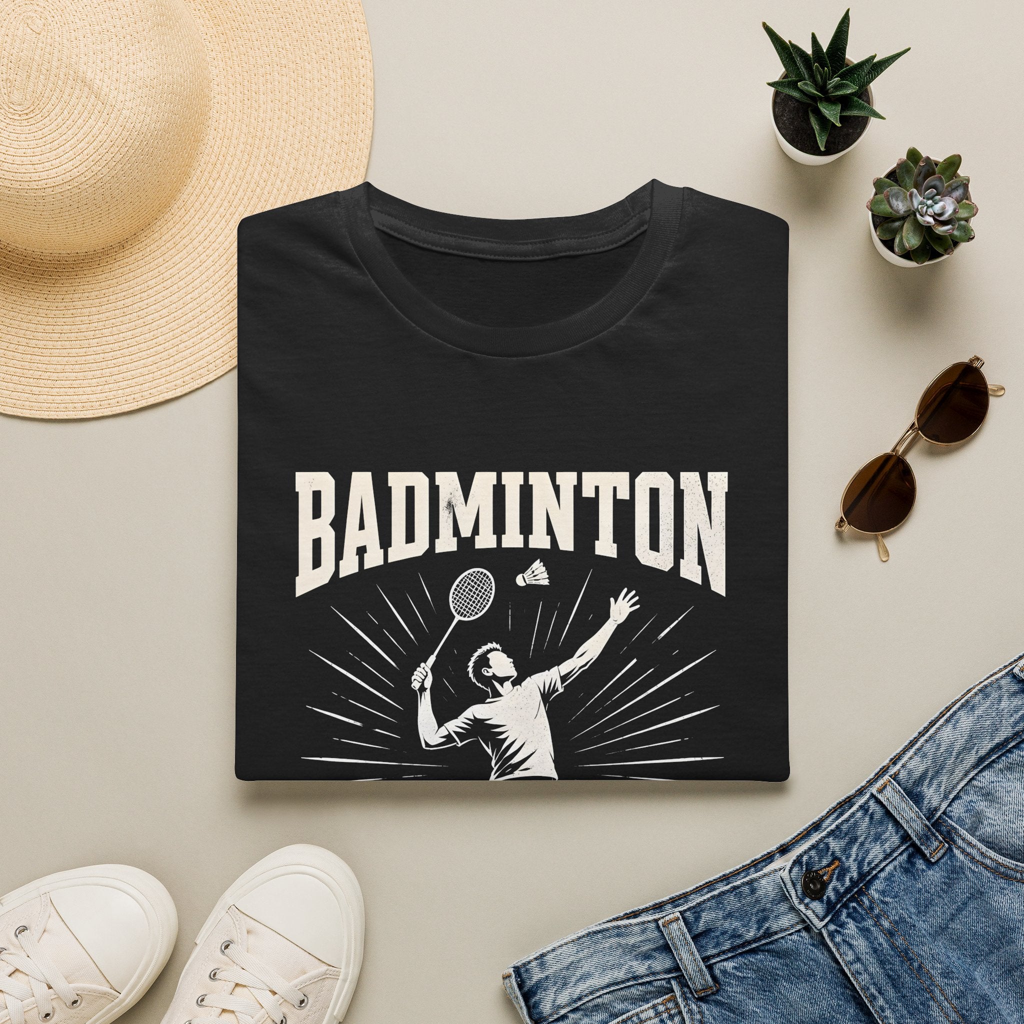 Badminton T-Shirt — "Badminton Is My Therapy" Retro Player Graphic