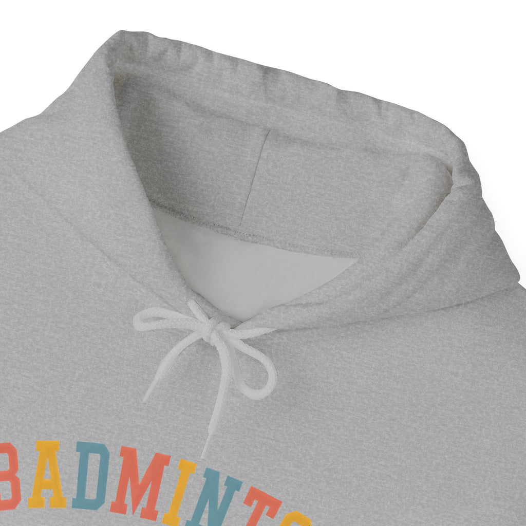 Badminton Heart Hoodie — Retro Color Block Badminton Pullover